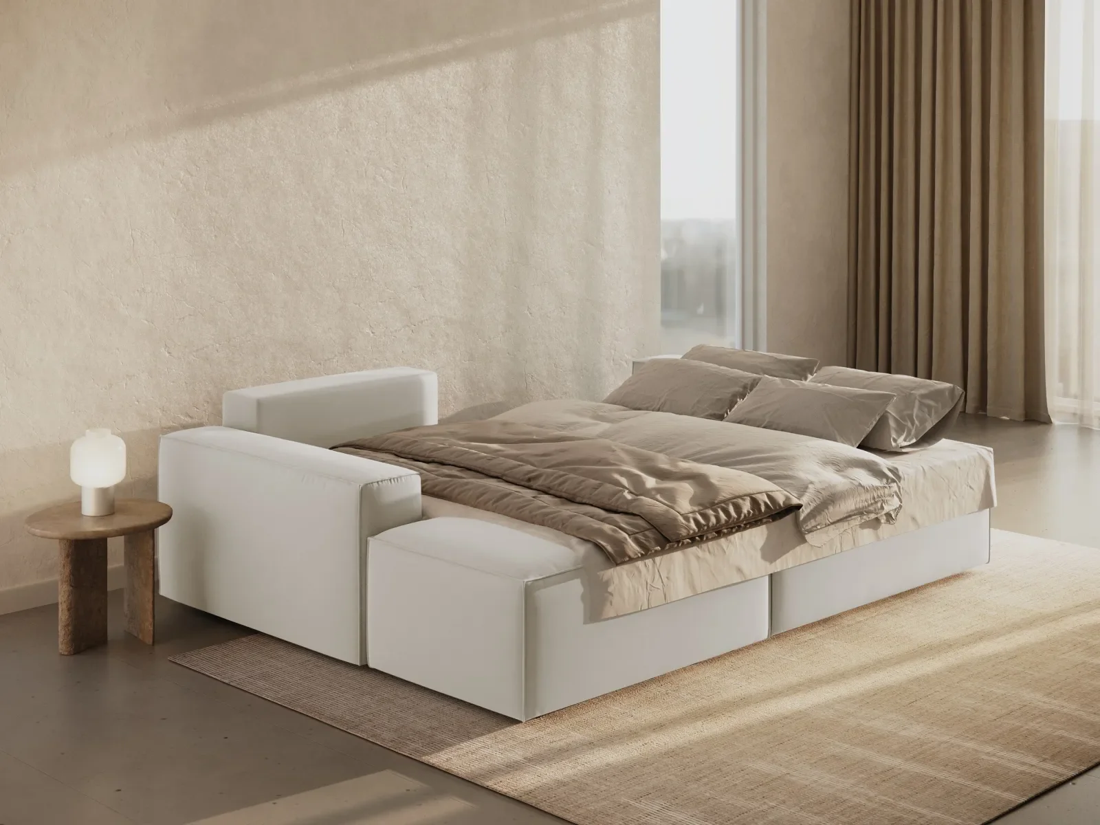 Jodie 3-Sitzer Ecksofa Links mit Schlaffunktion und Bettkasten mit Bezug aus Samt, Strukturstoff oder Boucle, 246x151 cm - Image 129