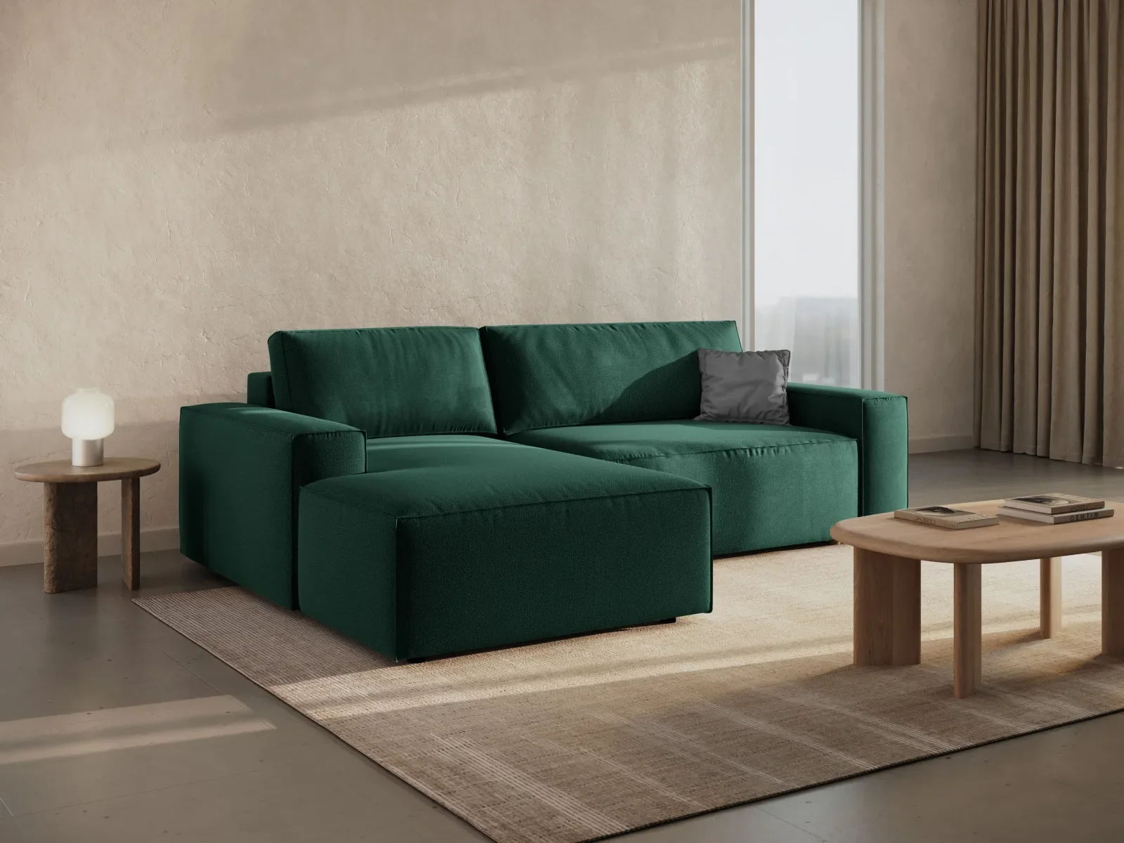 Jodie 3-Sitzer Ecksofa Links mit Schlaffunktion und Bettkasten mit Bezug aus Samt, Strukturstoff oder Boucle, 246x151 cm - Image 138