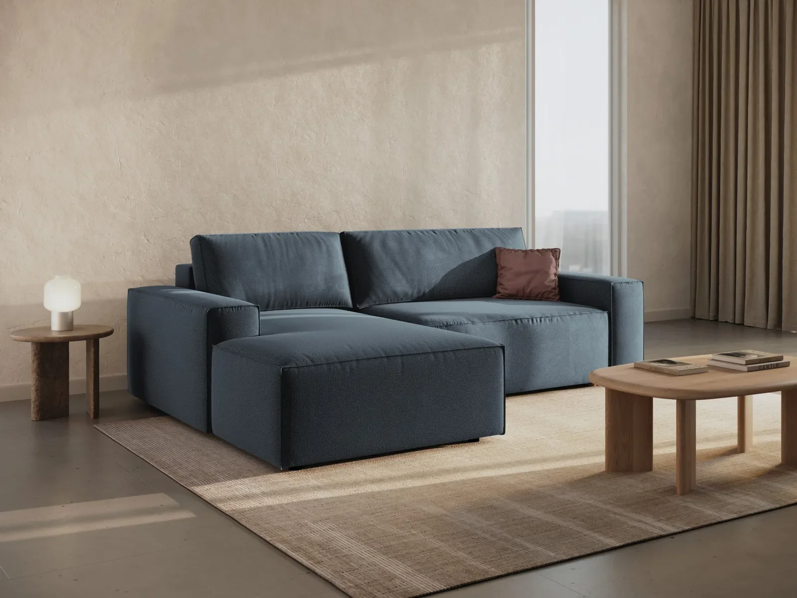Jodie 3-Sitzer Ecksofa Links mit Schlaffunktion und Bettkasten mit Bezug aus Samt, Strukturstoff oder Boucle, 246x151 cm - Image 147