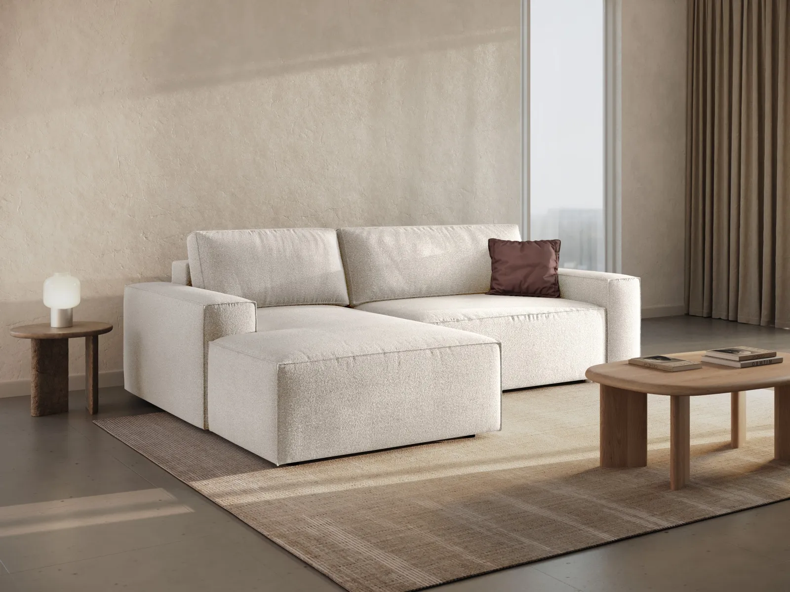 Jodie 3-Sitzer Ecksofa Links mit Schlaffunktion und Bettkasten mit Bezug aus Samt, Strukturstoff oder Boucle, 246x151 cm - Image 2