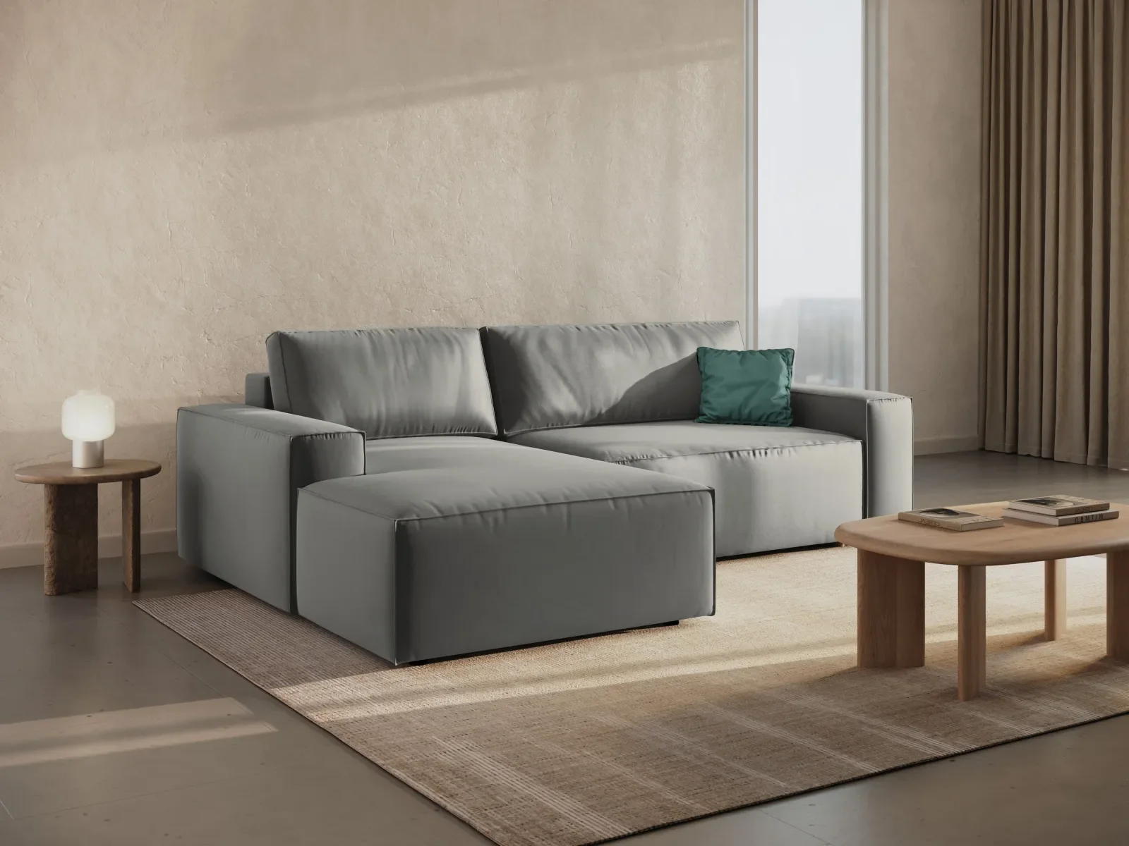 Jodie 3-Sitzer Ecksofa Links mit Schlaffunktion und Bettkasten mit Bezug aus Samt, Strukturstoff oder Boucle, 246x151 cm - Image 92