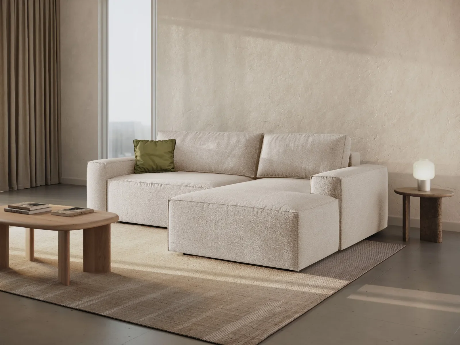 Jodie 3-Sitzer Ecksofa Rechts mit Schlaffunktion und Bettkasten mit Bezug aus Samt, Strukturstoff oder Boucle, 246x151 cm - Image 11