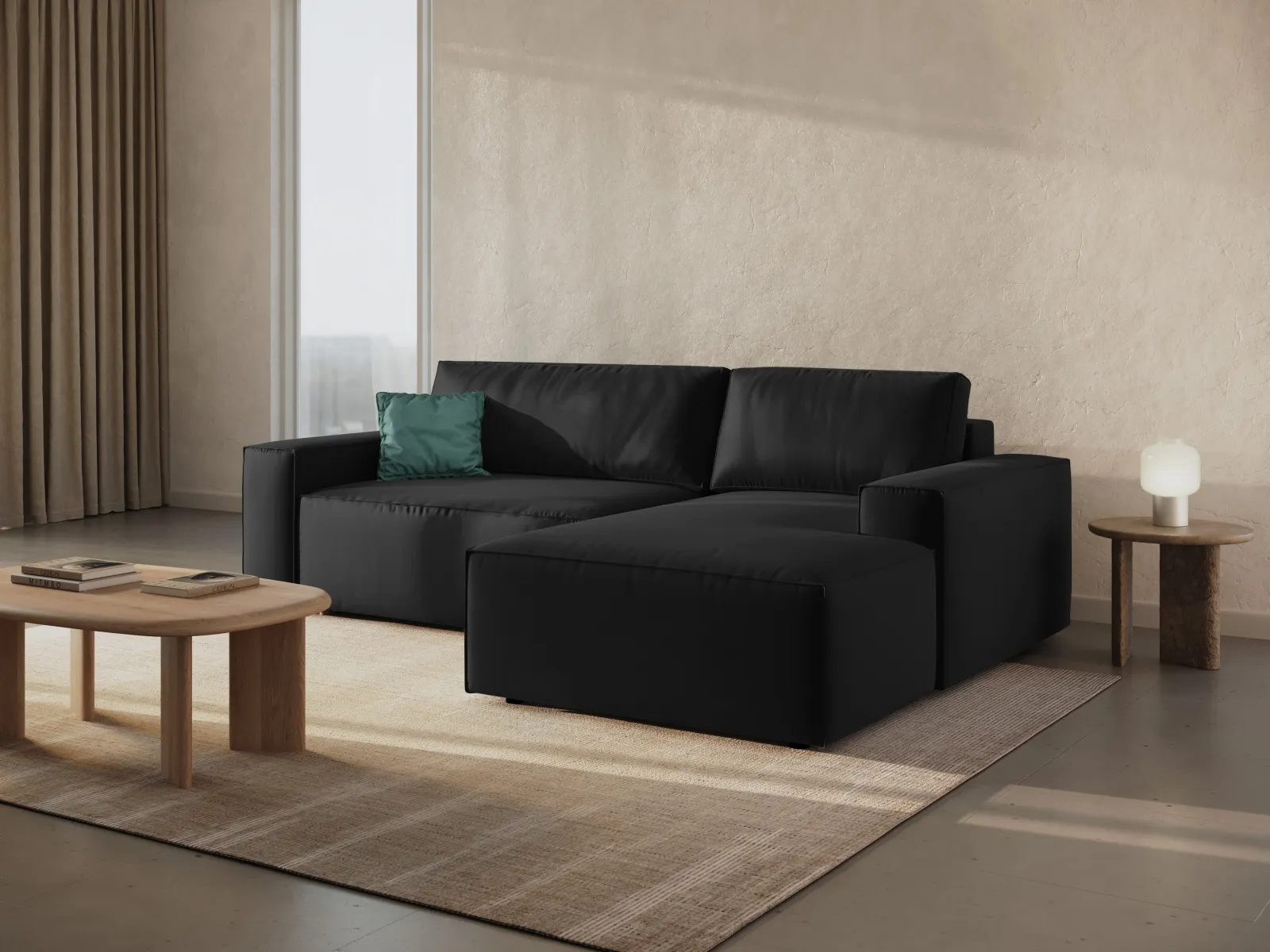 Jodie 3-Sitzer Ecksofa Rechts mit Schlaffunktion und Bettkasten mit Bezug aus Samt, Strukturstoff oder Boucle, 246x151 cm - Image 110