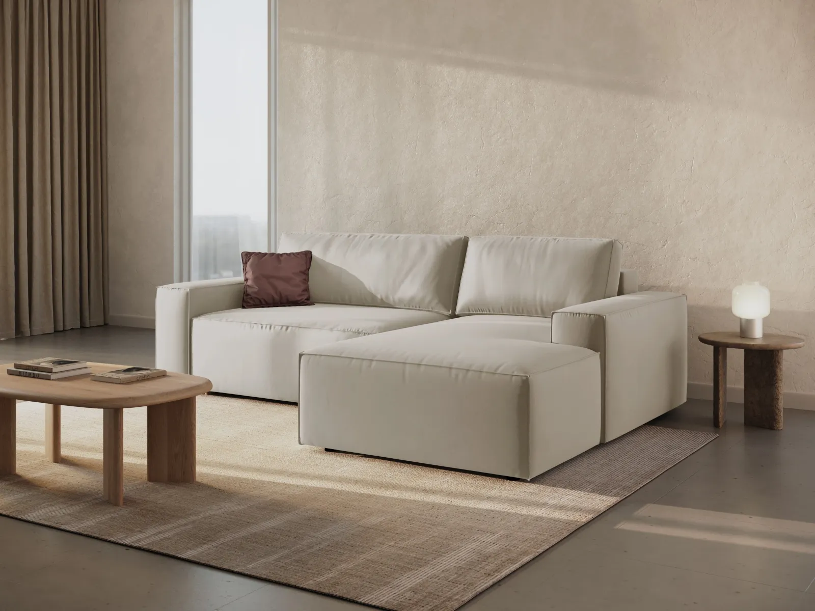 Jodie 3-Sitzer Ecksofa Rechts mit Schlaffunktion und Bettkasten mit Bezug aus Samt, Strukturstoff oder Boucle, 246x151 cm - Image 119
