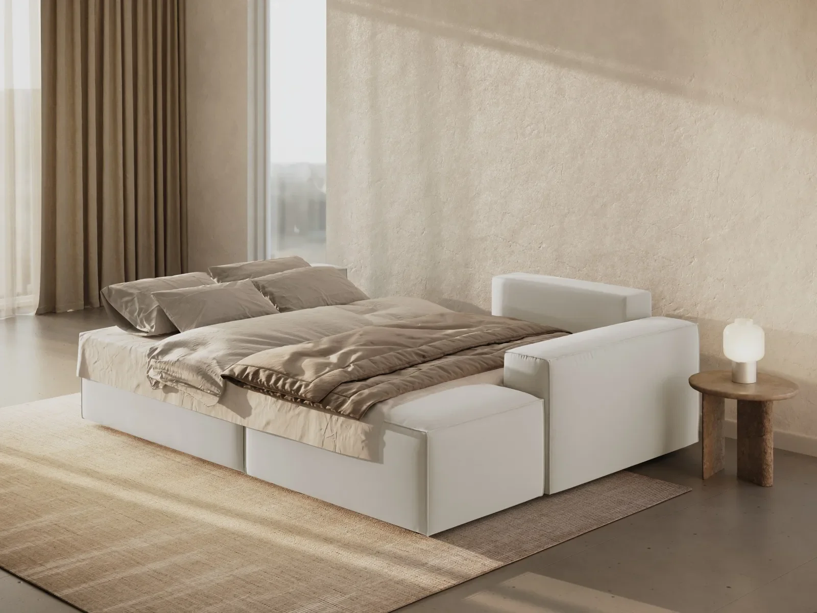 Jodie 3-Sitzer Ecksofa Rechts mit Schlaffunktion und Bettkasten mit Bezug aus Samt, Strukturstoff oder Boucle, 246x151 cm - Image 120