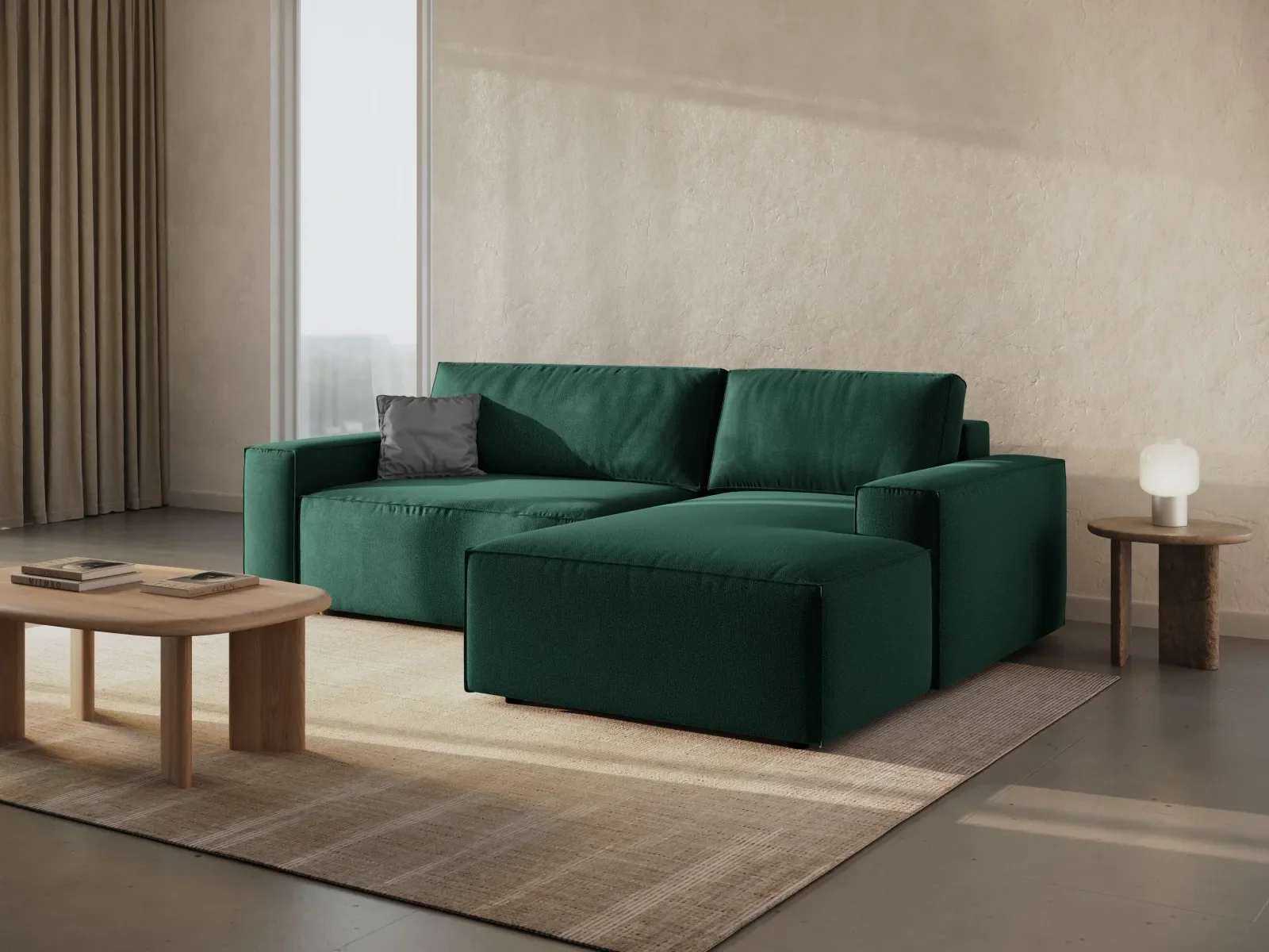Jodie 3-Sitzer Ecksofa Rechts mit Schlaffunktion und Bettkasten mit Bezug aus Samt, Strukturstoff oder Boucle, 246x151 cm - Image 138