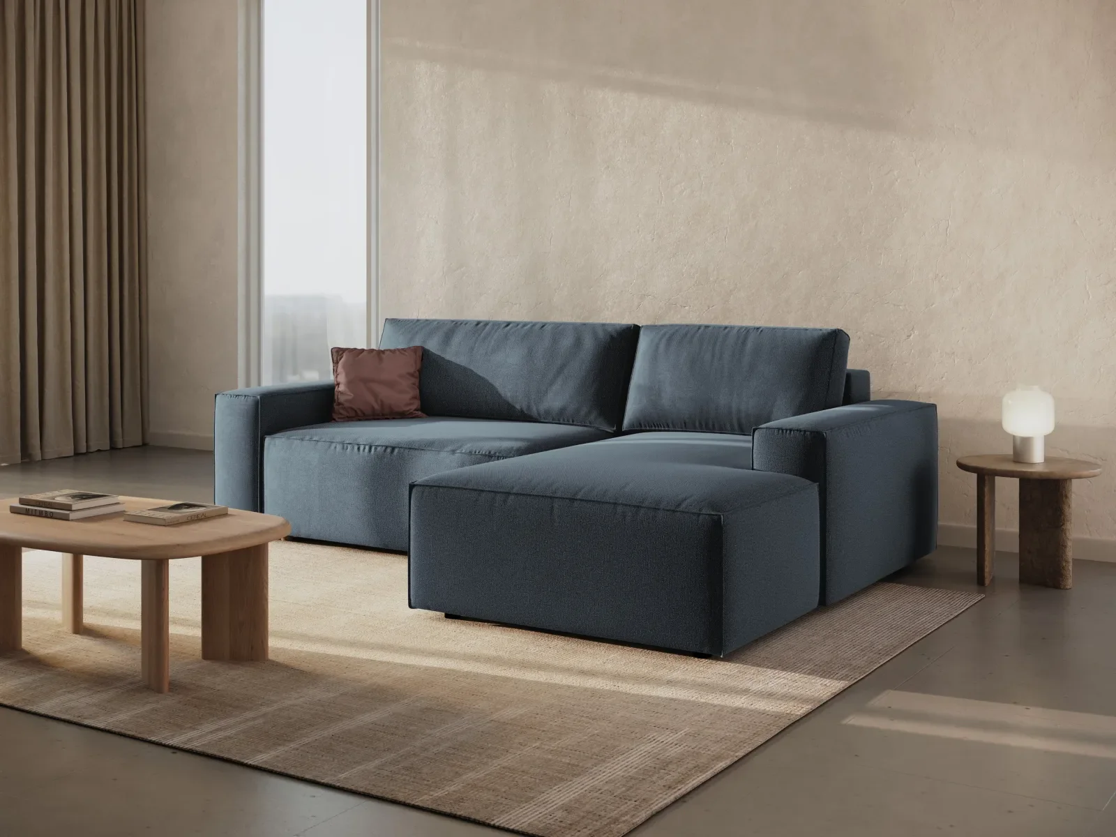 Jodie 3-Sitzer Ecksofa Rechts mit Schlaffunktion und Bettkasten mit Bezug aus Samt, Strukturstoff oder Boucle, 246x151 cm - Image 147
