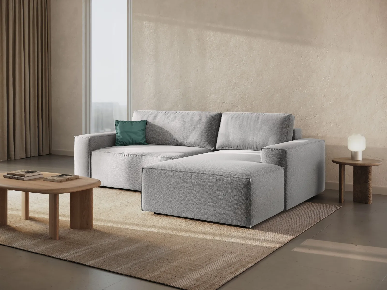 Jodie 3-Sitzer Ecksofa Rechts mit Schlaffunktion und Bettkasten mit Bezug aus Samt, Strukturstoff oder Boucle, 246x151 cm - Image 156
