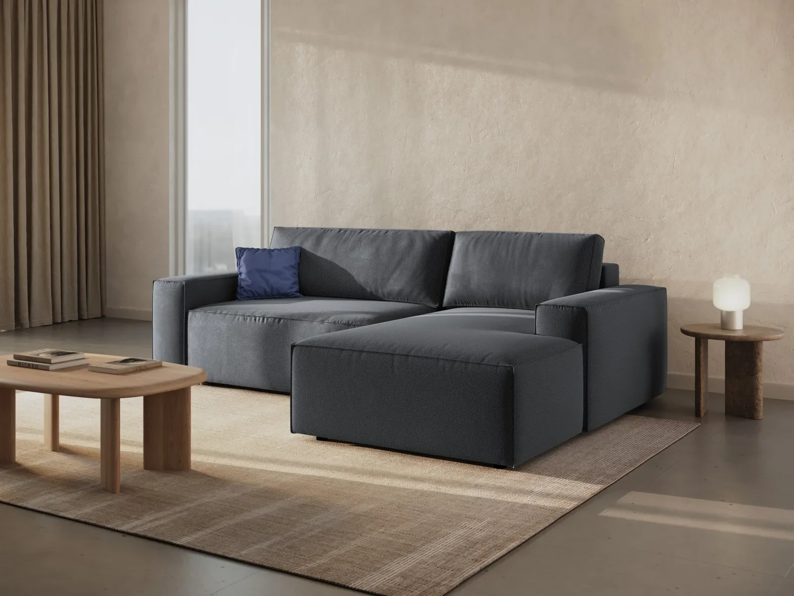 Jodie 3-Sitzer Ecksofa Rechts mit Schlaffunktion und Bettkasten mit Bezug aus Samt, Strukturstoff oder Boucle, 246x151 cm - Image 165
