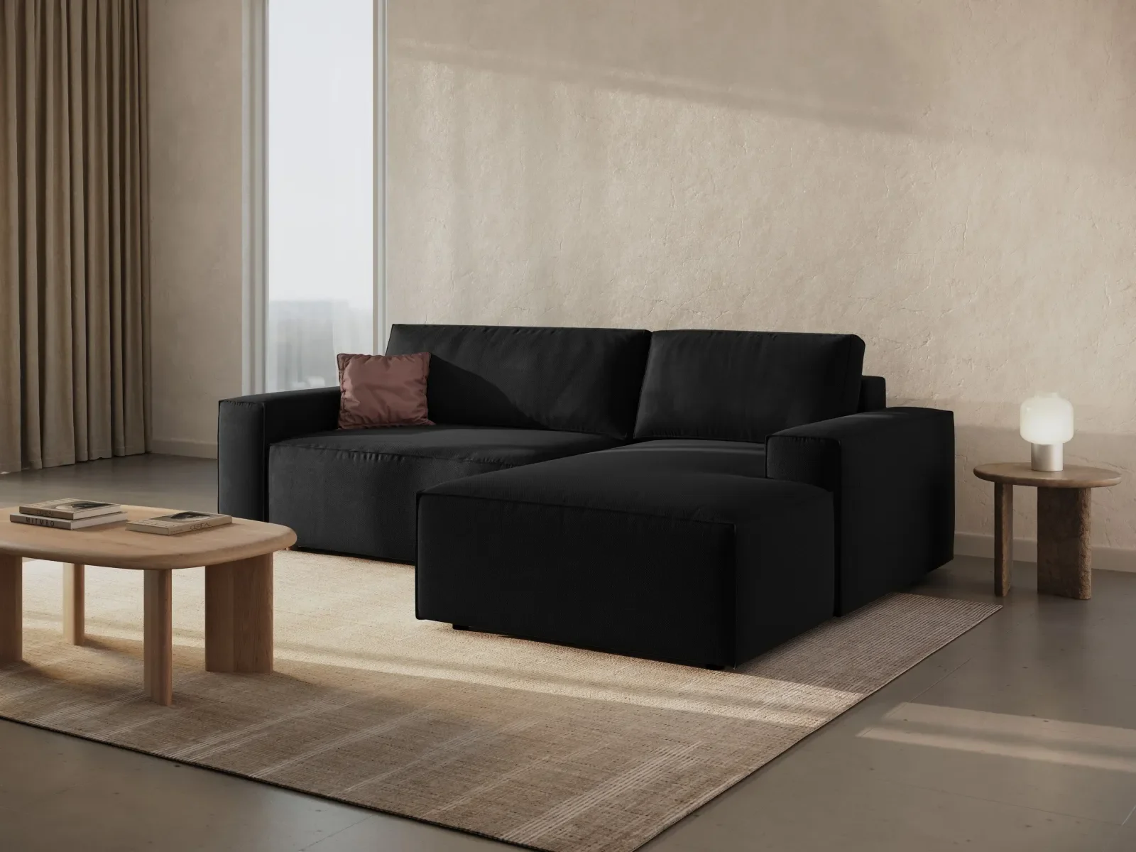 Jodie 3-Sitzer Ecksofa Rechts mit Schlaffunktion und Bettkasten mit Bezug aus Samt, Strukturstoff oder Boucle, 246x151 cm - Image 174