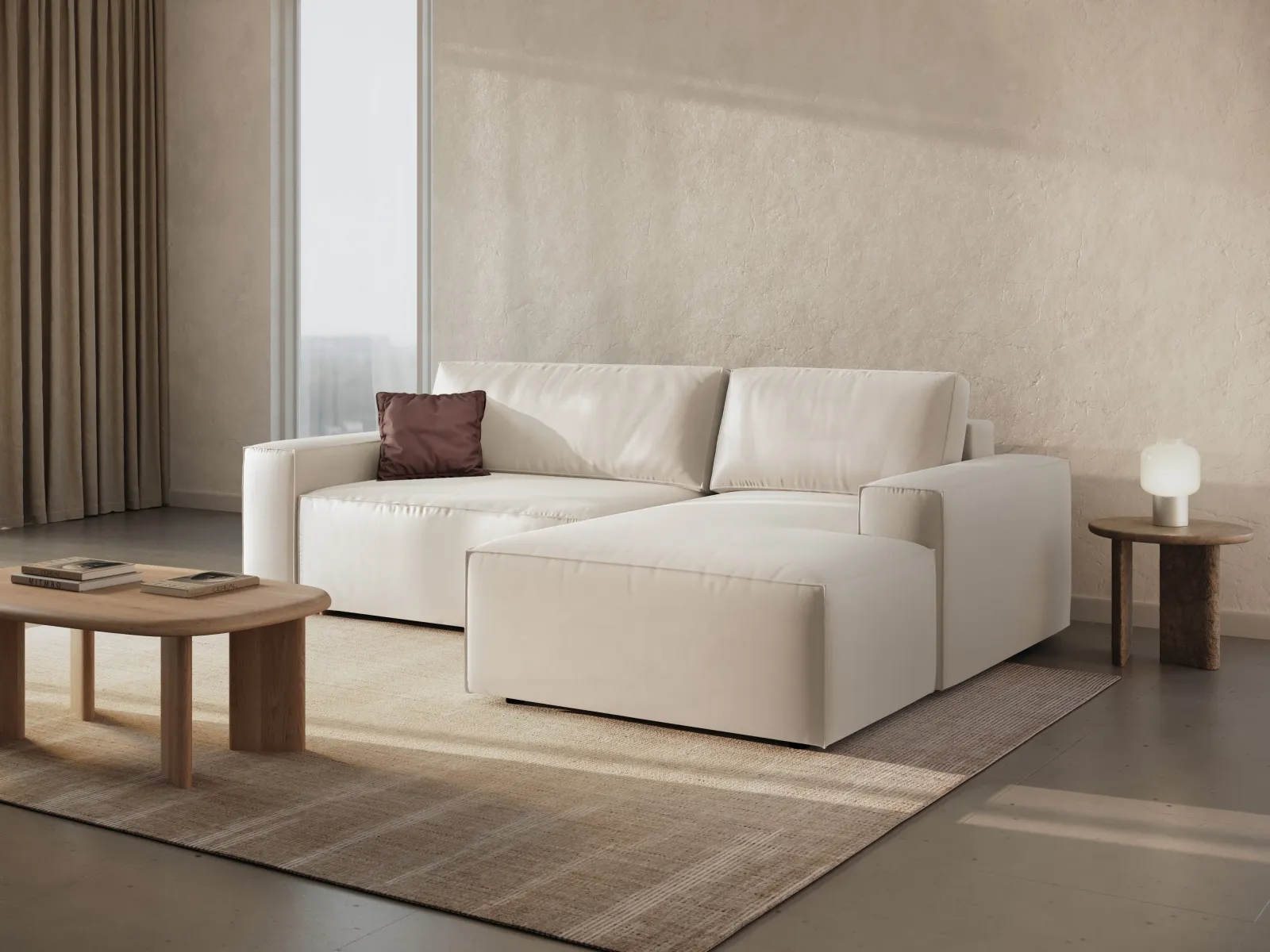 Jodie 3-Sitzer Ecksofa Rechts mit Schlaffunktion und Bettkasten mit Bezug aus Samt, Strukturstoff oder Boucle, 246x151 cm - Image 58