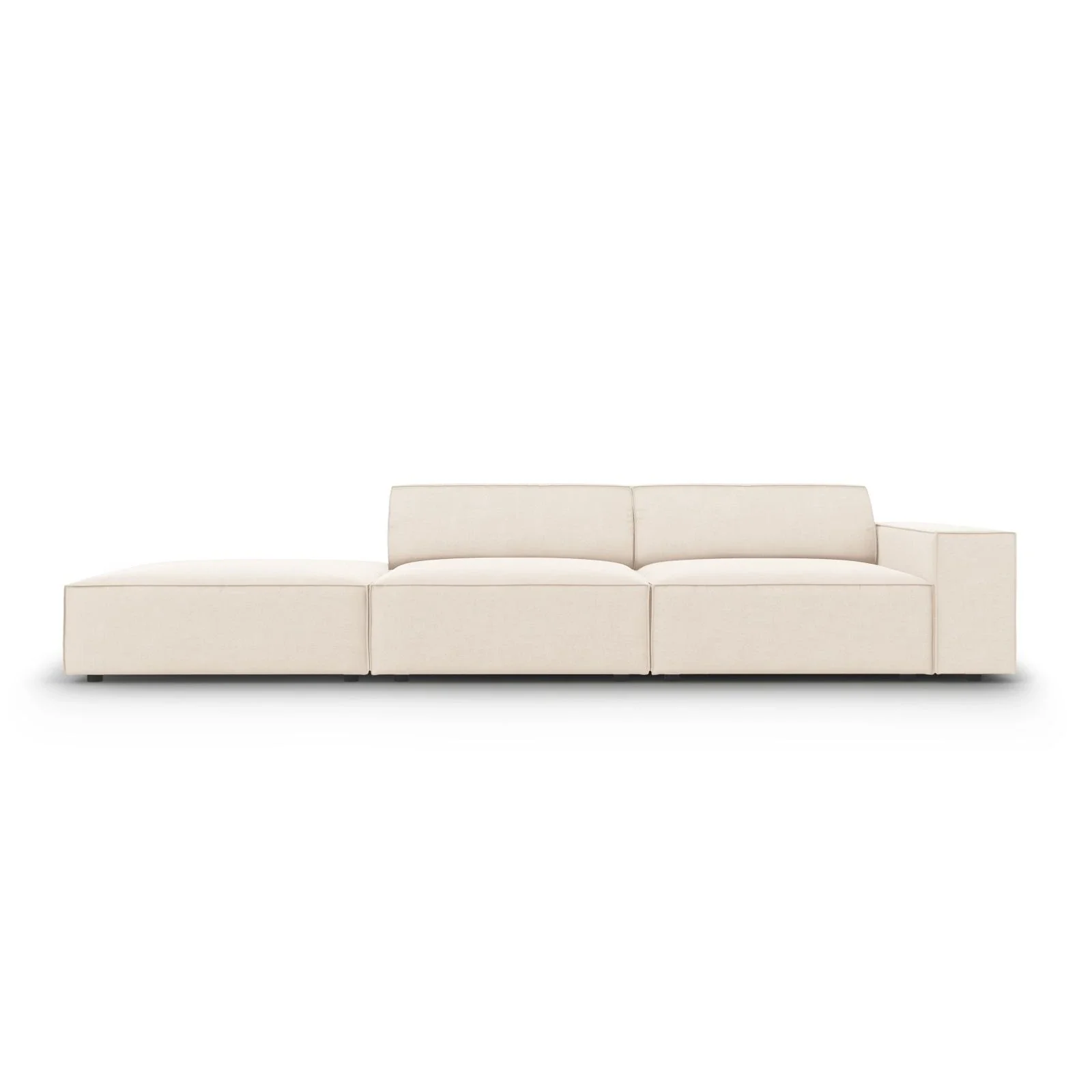 Jodie 3-Sitzer Sofa, Linke Seite offen, eckig, aus Samt oder Strukturstoff, 262x102 cm