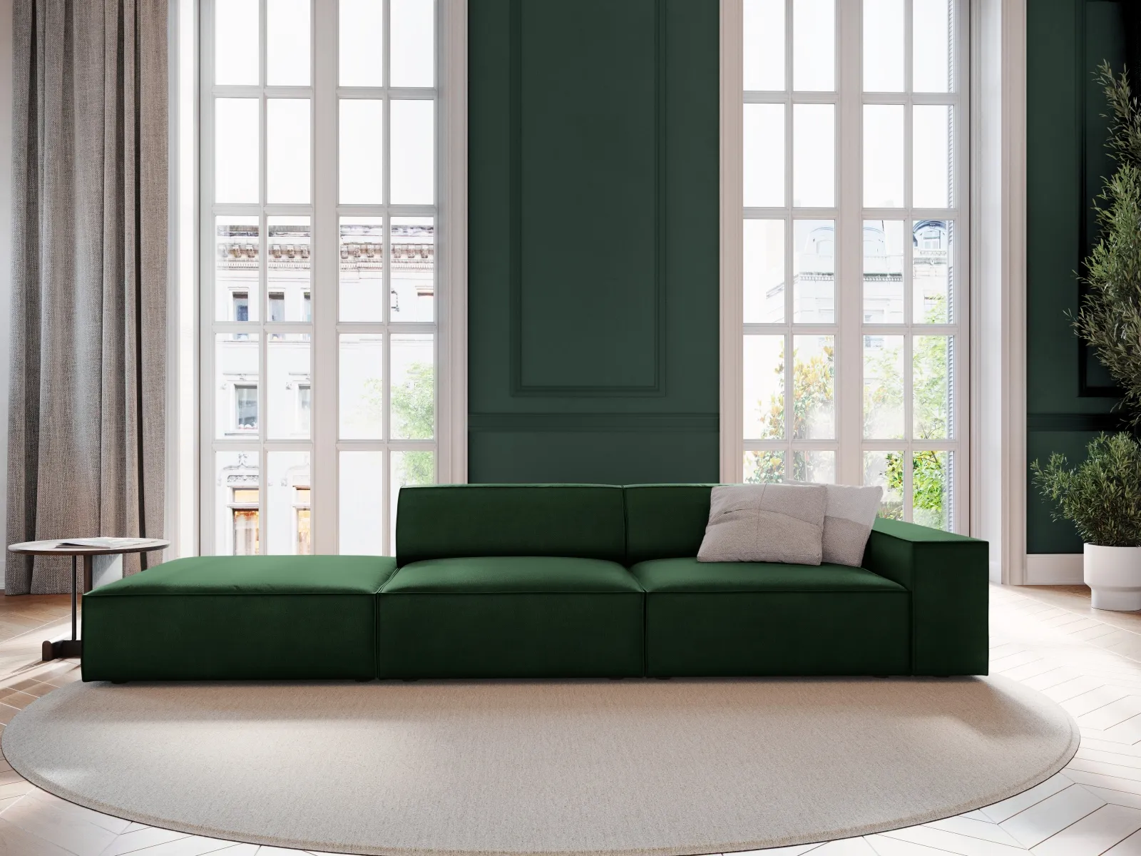 Jodie 3-Sitzer Sofa, Linke Seite offen, eckig, aus Samt oder Strukturstoff, 262x102 cm - Image 16