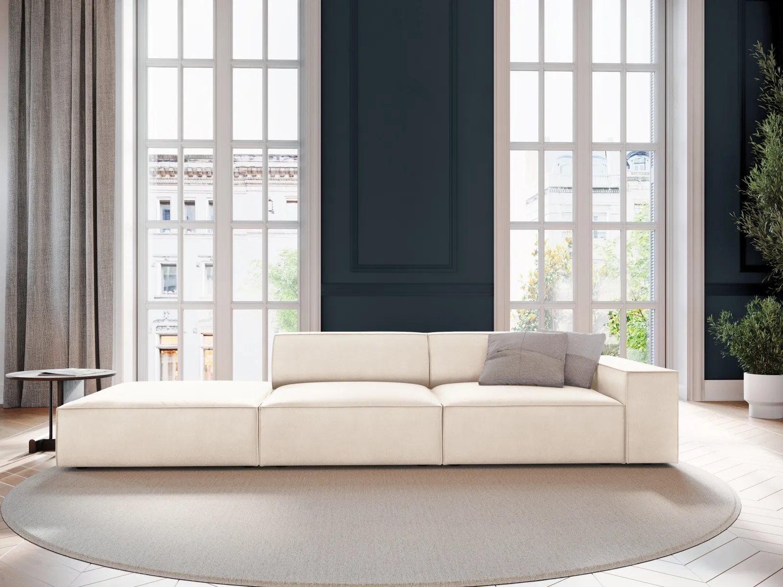 Jodie 3-Sitzer Sofa, Linke Seite offen, eckig, aus Samt oder Strukturstoff, 262x102 cm - Image 2