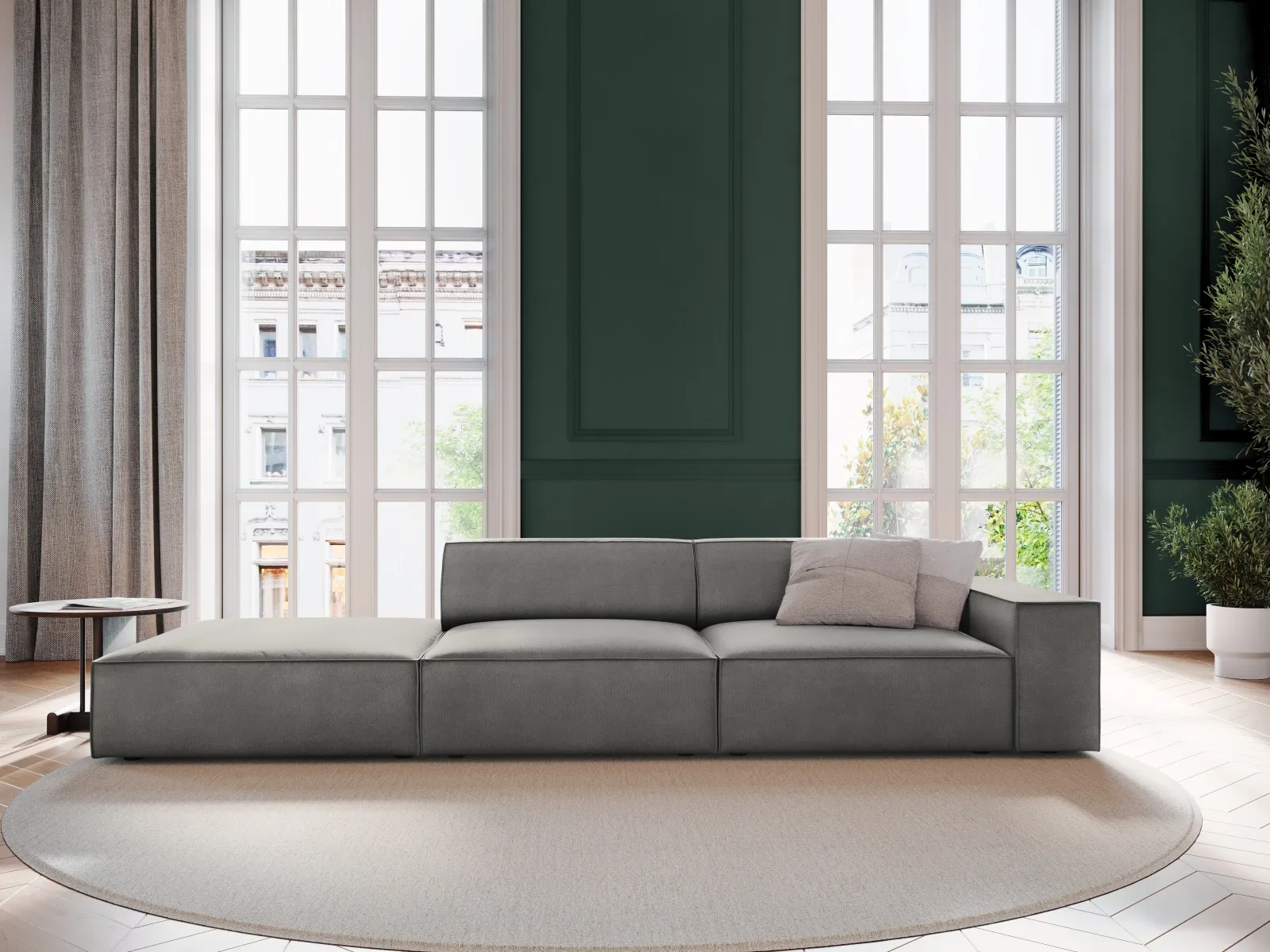 Jodie 3-Sitzer Sofa, Linke Seite offen, eckig, aus Samt oder Strukturstoff, 262x102 cm - Image 30