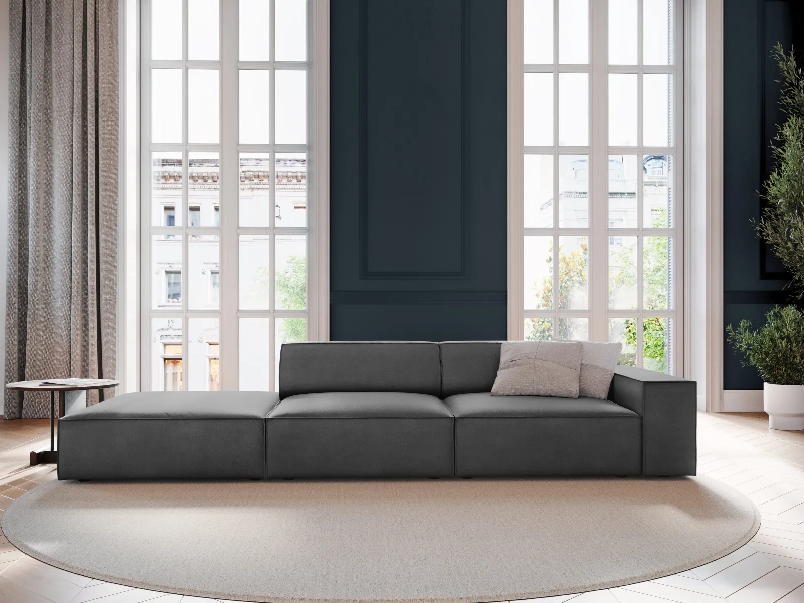 Jodie 3-Sitzer Sofa, Linke Seite offen, eckig, aus Samt oder Strukturstoff, 262x102 cm - Image 37