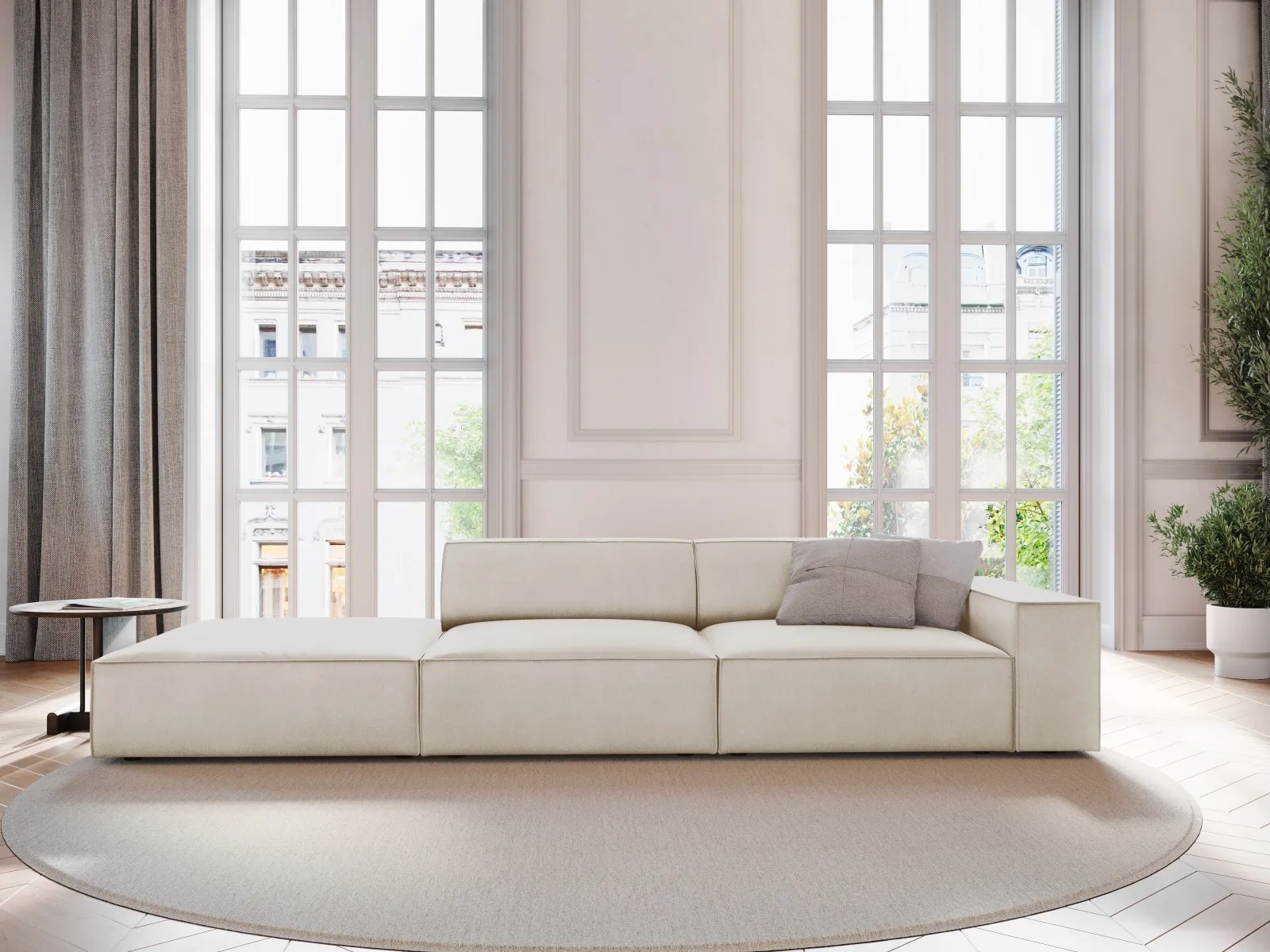 Jodie 3-Sitzer Sofa, Linke Seite offen, eckig, aus Samt oder Strukturstoff, 262x102 cm - Image 51
