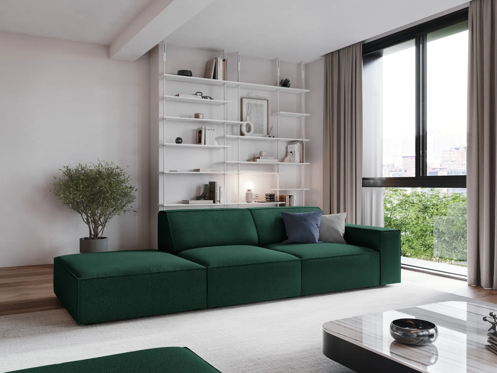 Jodie 3-Sitzer Sofa, Linke Seite offen, eckig, aus Samt oder Strukturstoff, 262x102 cm - Image 71