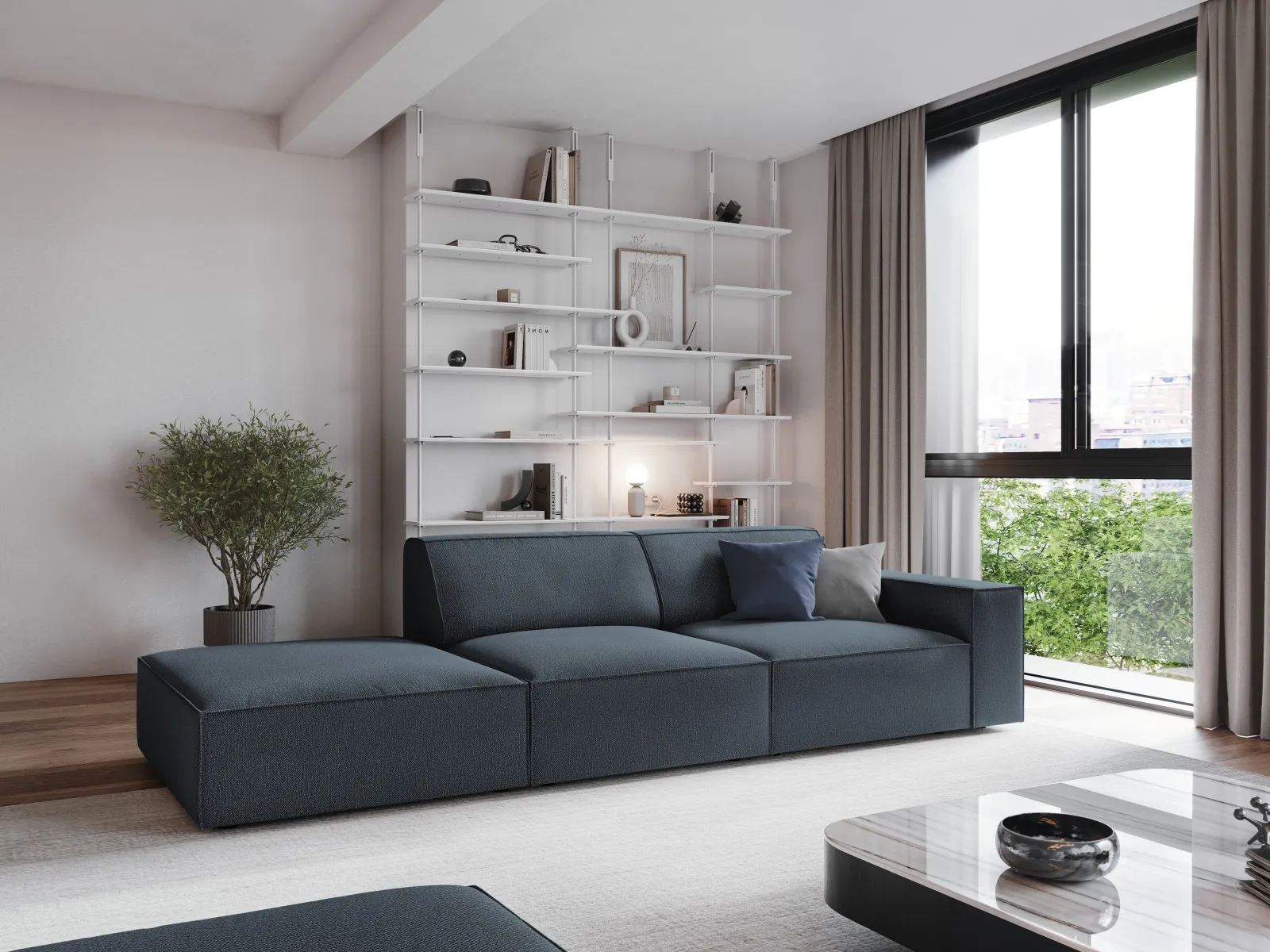 Jodie 3-Sitzer Sofa, Linke Seite offen, eckig, aus Samt oder Strukturstoff, 262x102 cm - Image 78
