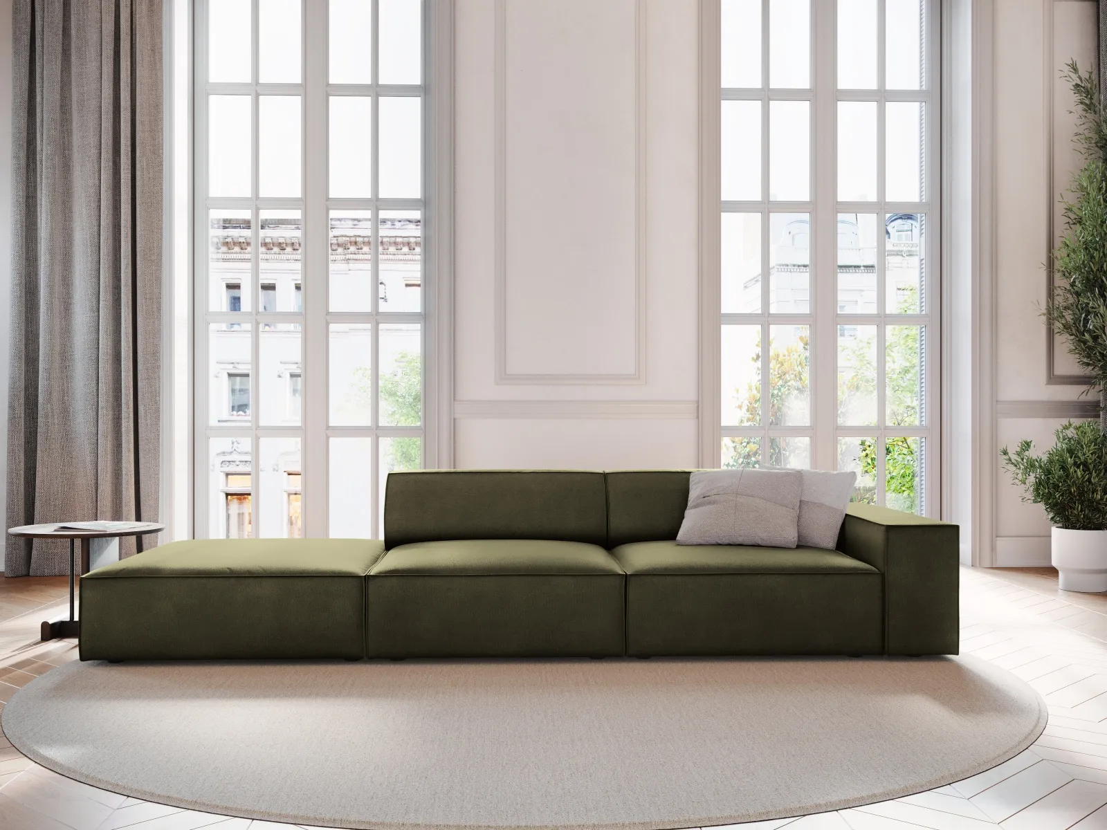 Jodie 3-Sitzer Sofa, Linke Seite offen, eckig, aus Samt oder Strukturstoff, 262x102 cm - Image 9