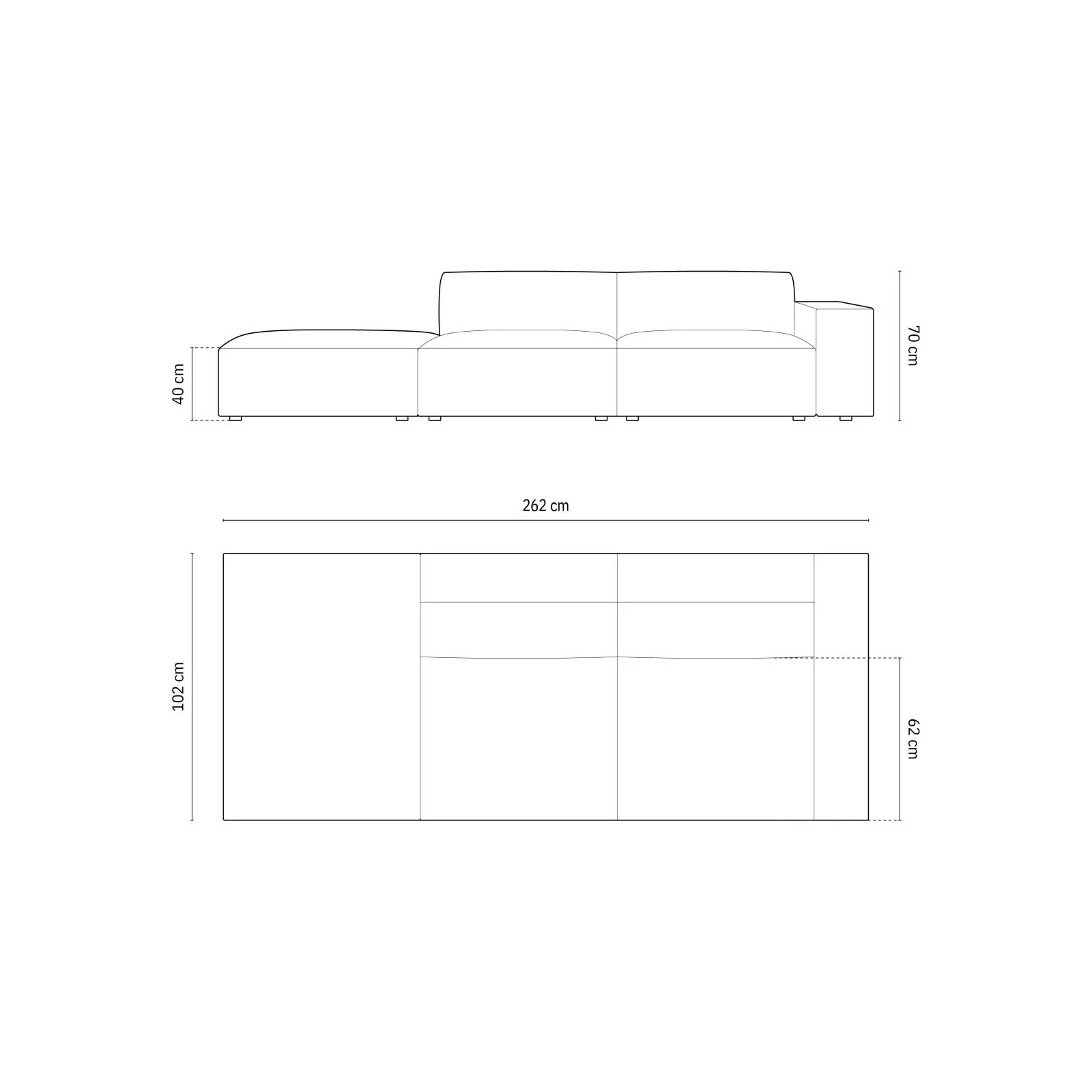 Jodie 3-Sitzer Sofa, Linke Seite offen, eckig, aus Samt oder Strukturstoff, 262x102 cm - Image 96