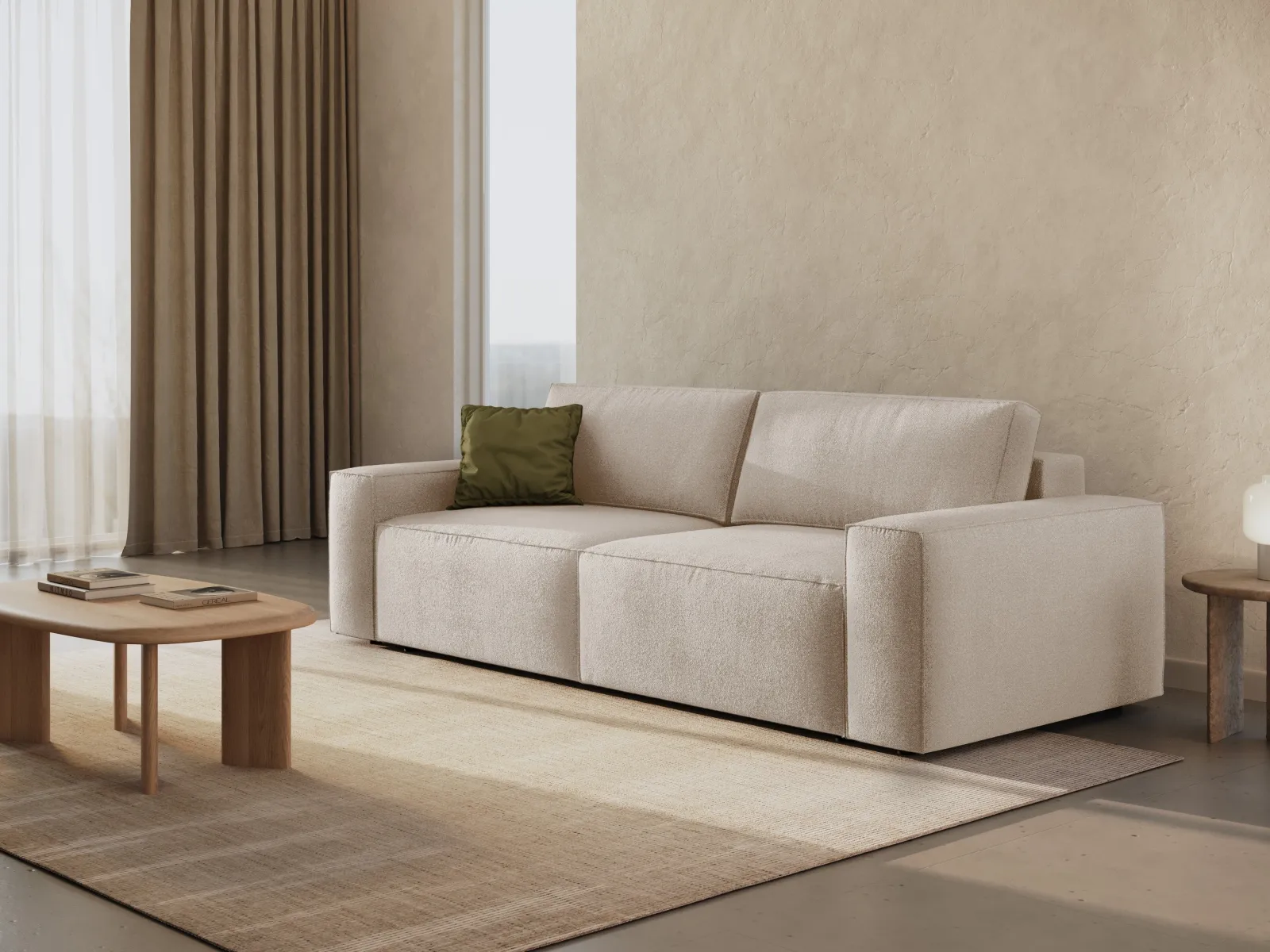 Jodie 3-Sitzer Sofa mit Schlaffunktion und Bettkasten, ausklappbar, aus Samt, Boucle oder Strukturstoff, 247x107 cm - Image 10