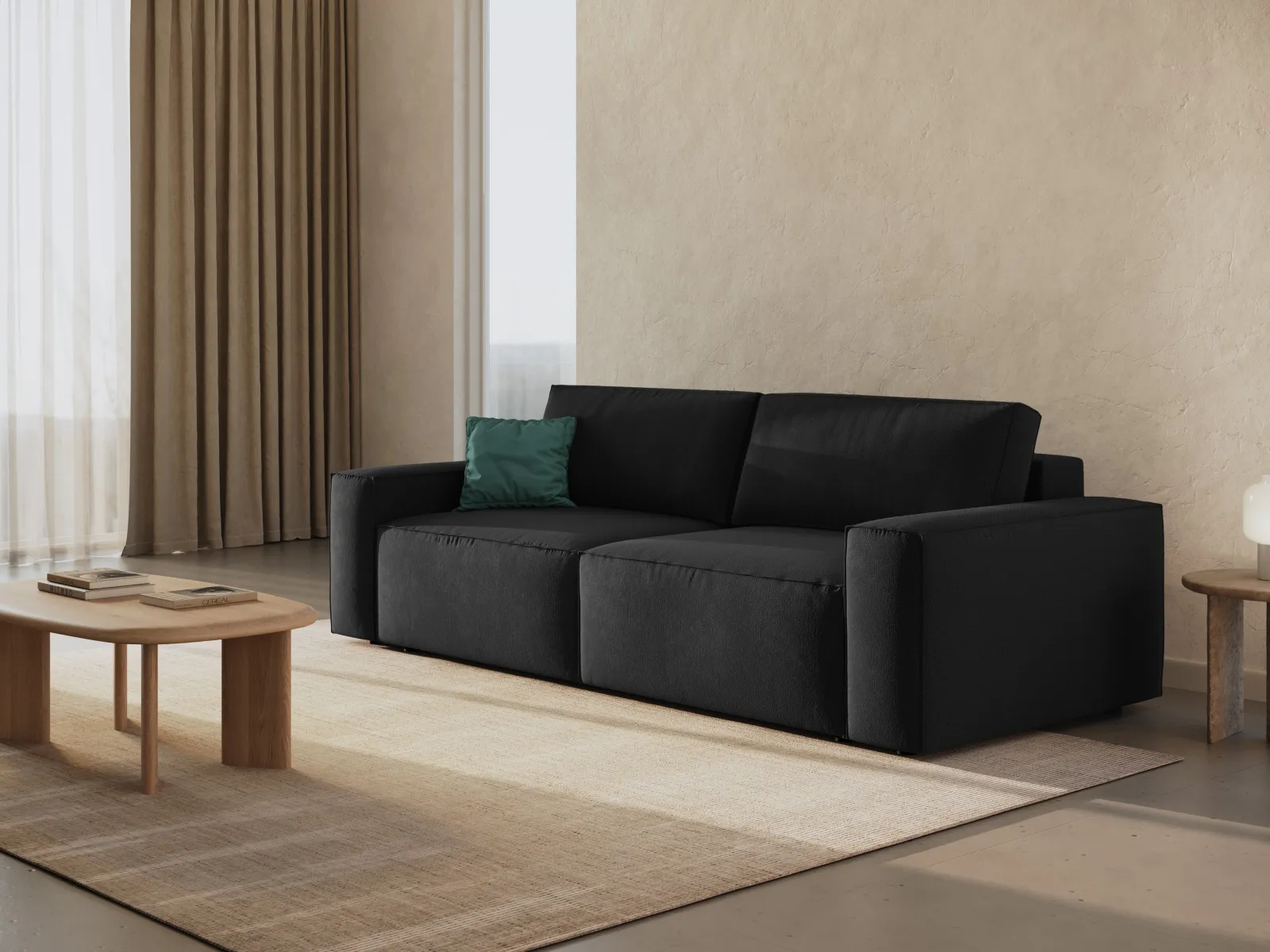 Jodie 3-Sitzer Sofa mit Schlaffunktion und Bettkasten, ausklappbar, aus Samt, Boucle oder Strukturstoff, 247x107 cm - Image 155