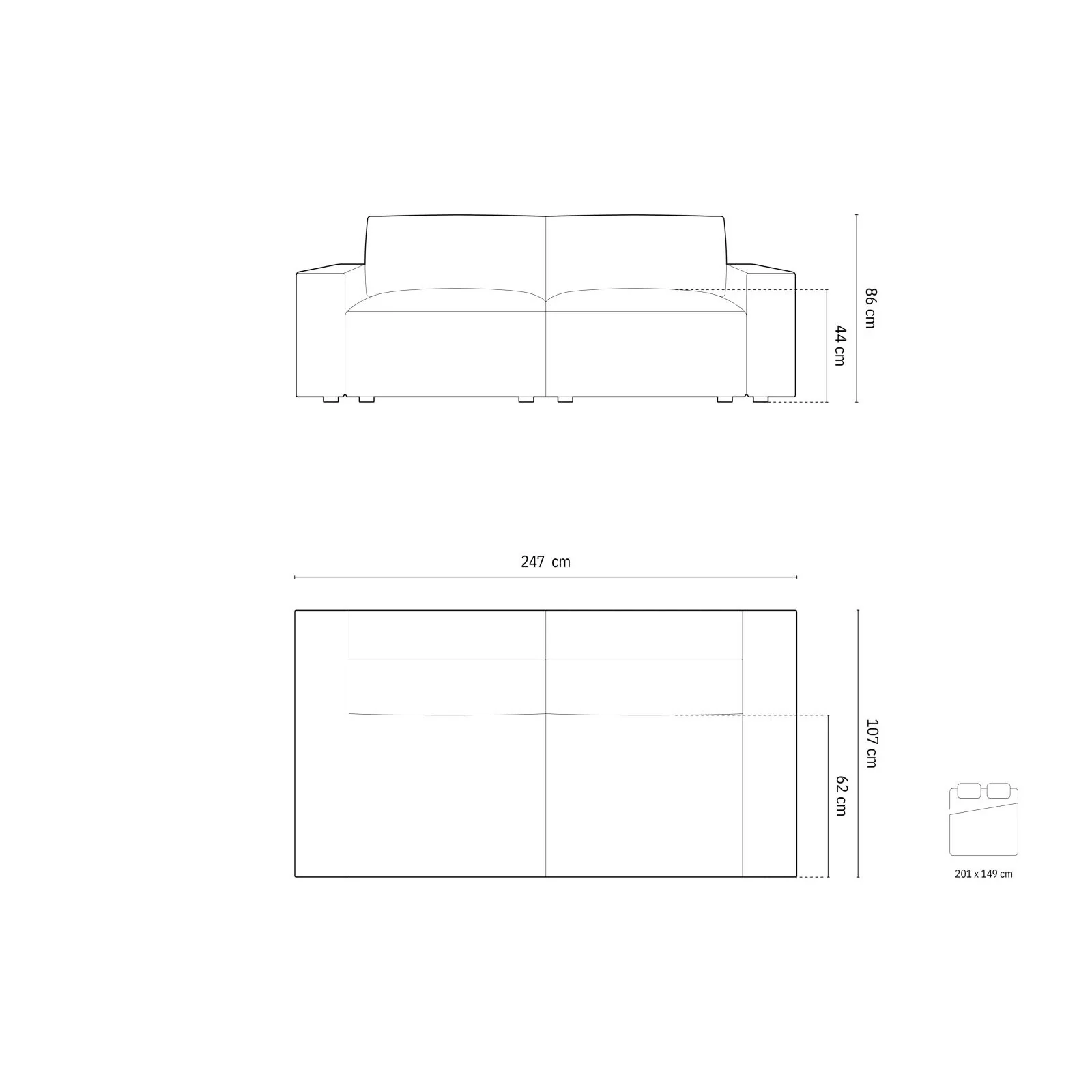 Jodie 3-Sitzer Sofa mit Schlaffunktion und Bettkasten, ausklappbar, aus Samt, Boucle oder Strukturstoff, 247x107 cm - Image 87