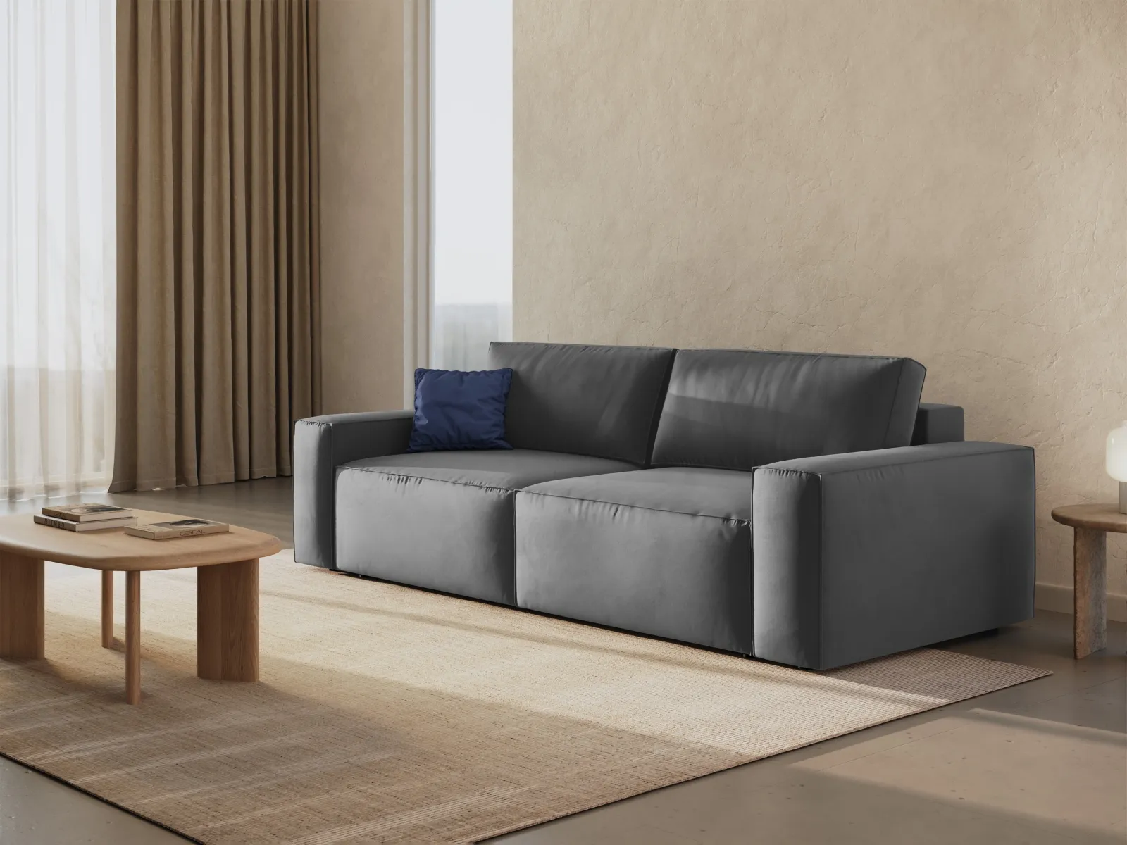 Jodie 3-Sitzer Sofa mit Schlaffunktion und Bettkasten, ausklappbar, aus Samt, Boucle oder Strukturstoff, 247x107 cm - Image 90