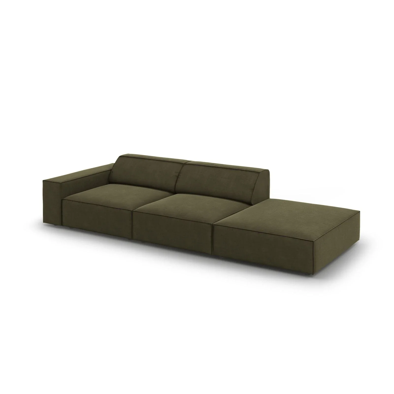 Jodie 3-Sitzer Sofa, Rechte Seite offen, eckig, aus Samt oder Strukturstoff, 262x102 cm - Image 10