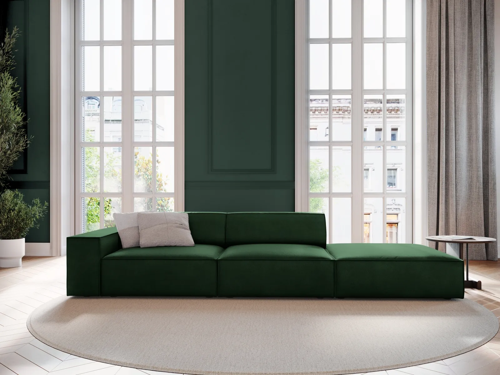 Jodie 3-Sitzer Sofa, Rechte Seite offen, eckig, aus Samt oder Strukturstoff, 262x102 cm - Image 16