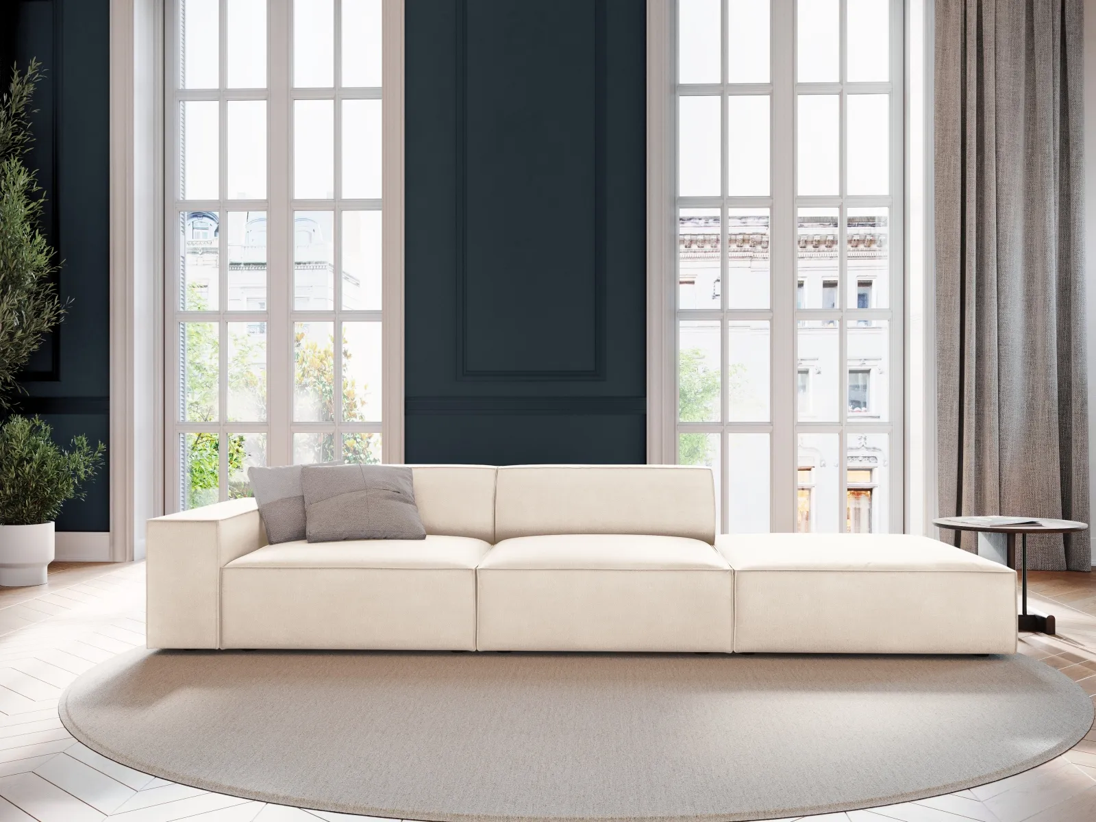 Jodie 3-Sitzer Sofa, Rechte Seite offen, eckig, aus Samt oder Strukturstoff, 262x102 cm - Image 2