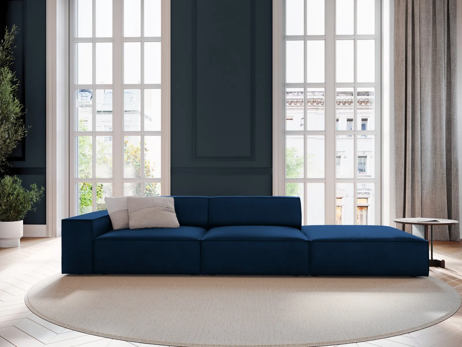 Jodie 3-Sitzer Sofa, Rechte Seite offen, eckig, aus Samt oder Strukturstoff, 262x102 cm - Image 23