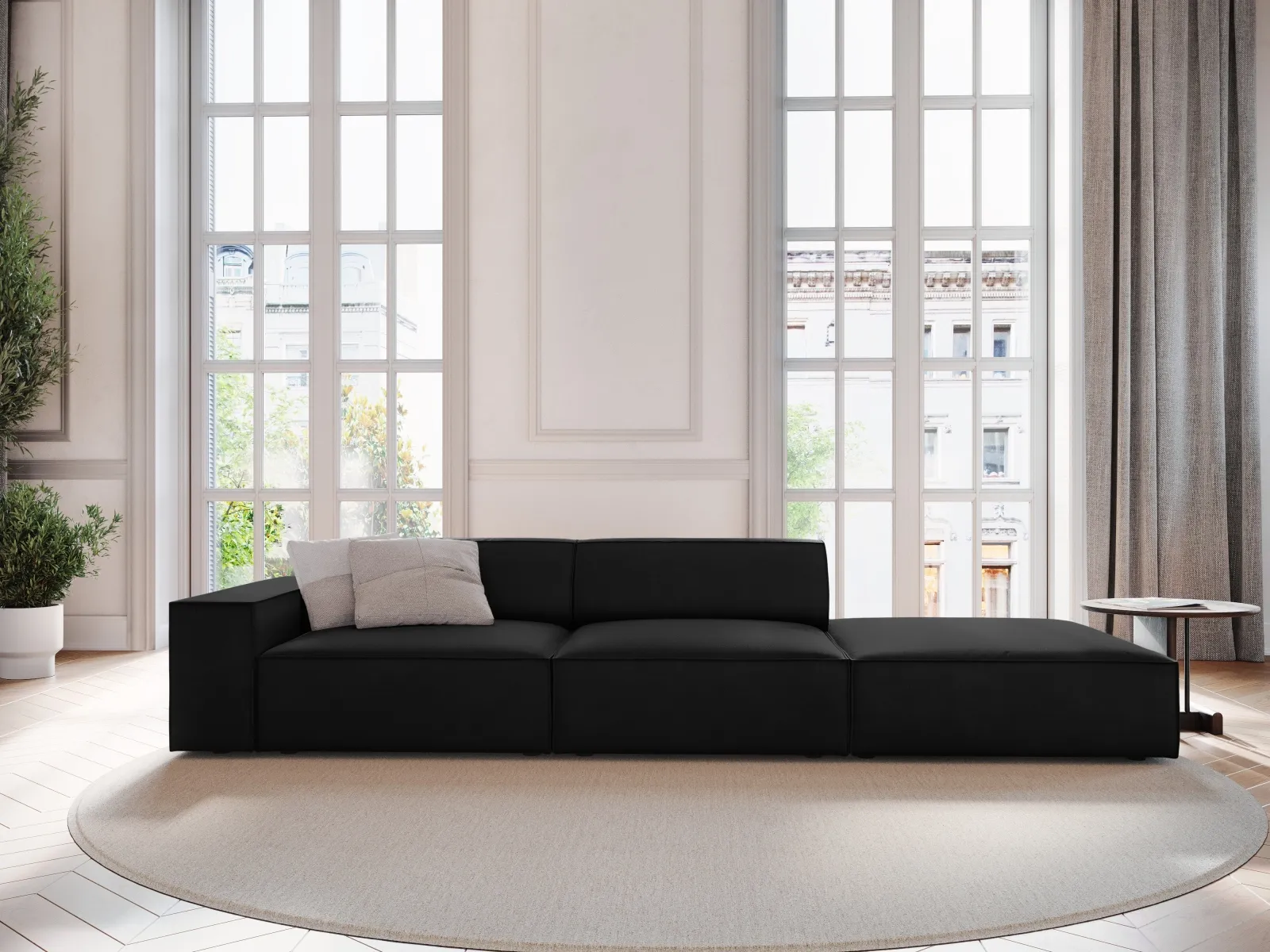 Jodie 3-Sitzer Sofa, Rechte Seite offen, eckig, aus Samt oder Strukturstoff, 262x102 cm - Image 44