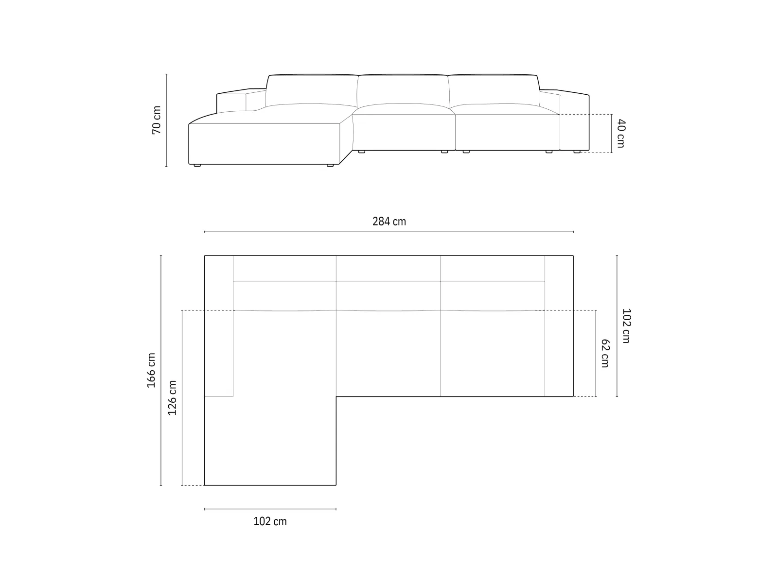 Jodie 4-Sitzer Ecksofa Links 284x166 cm - Image 6