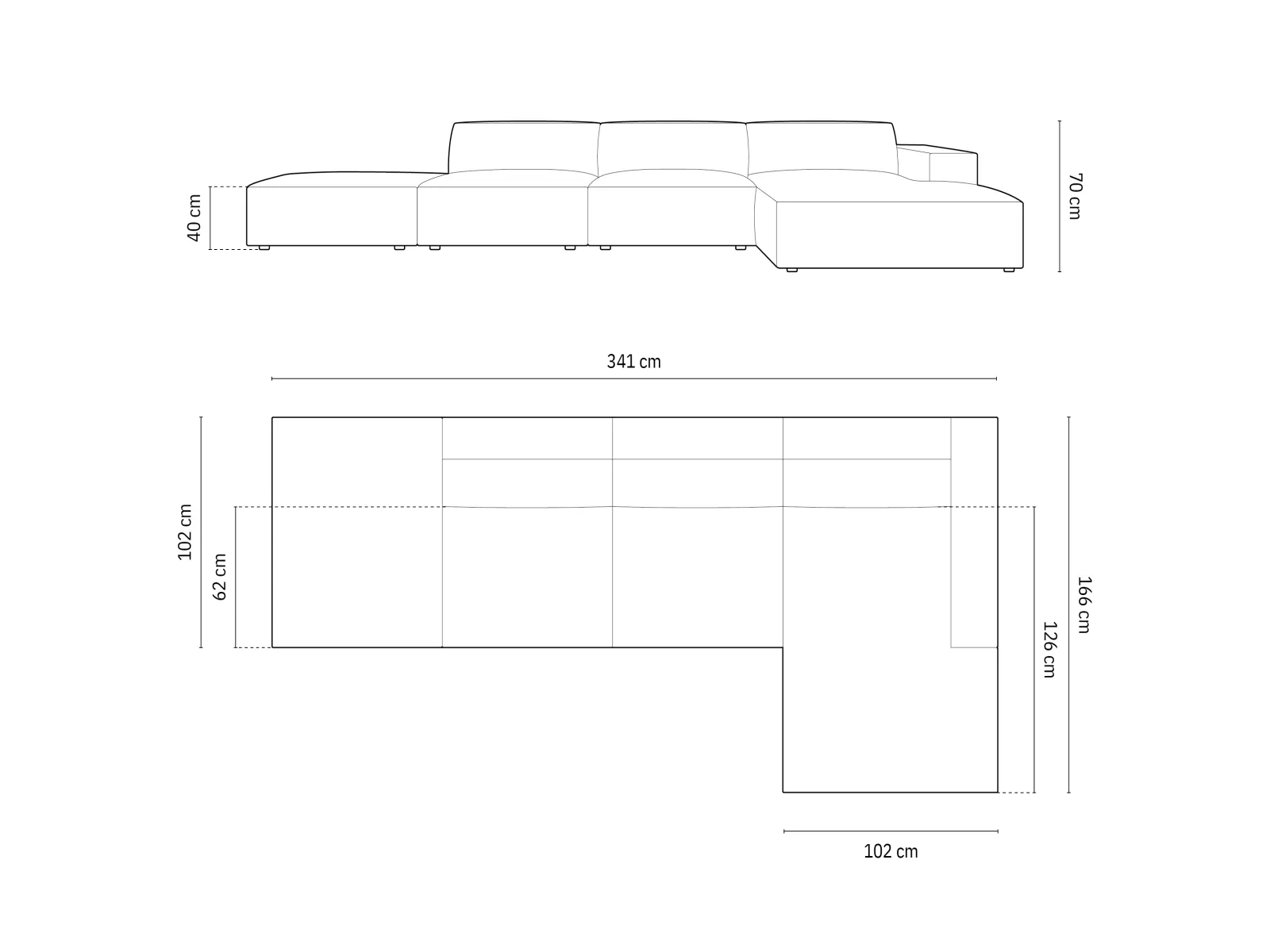 Jodie 4-Sitzer Ecksofa Rechts 341x166 cm - Image 76