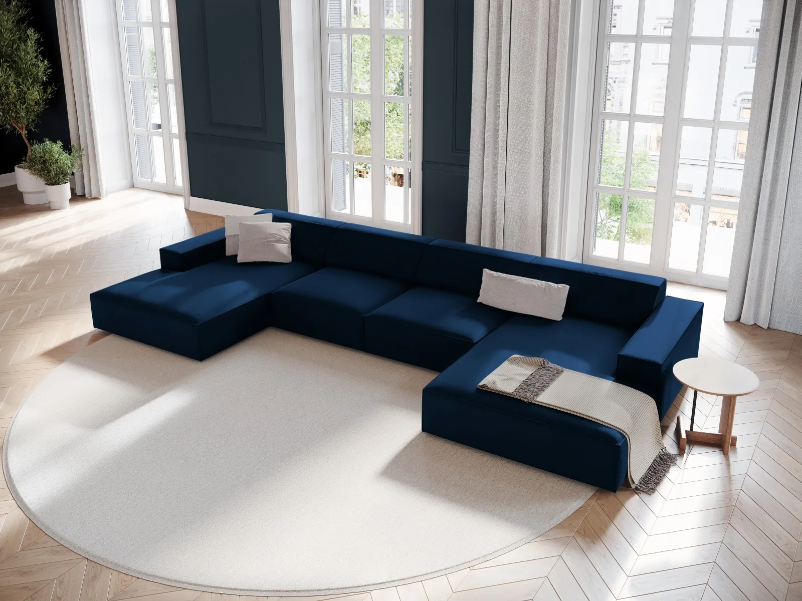 Jodie 6-Sitzer Panorama-Ecksofa symmetrisch, aus Samt oder Strukturstoff, 364x166 cm - Image 17