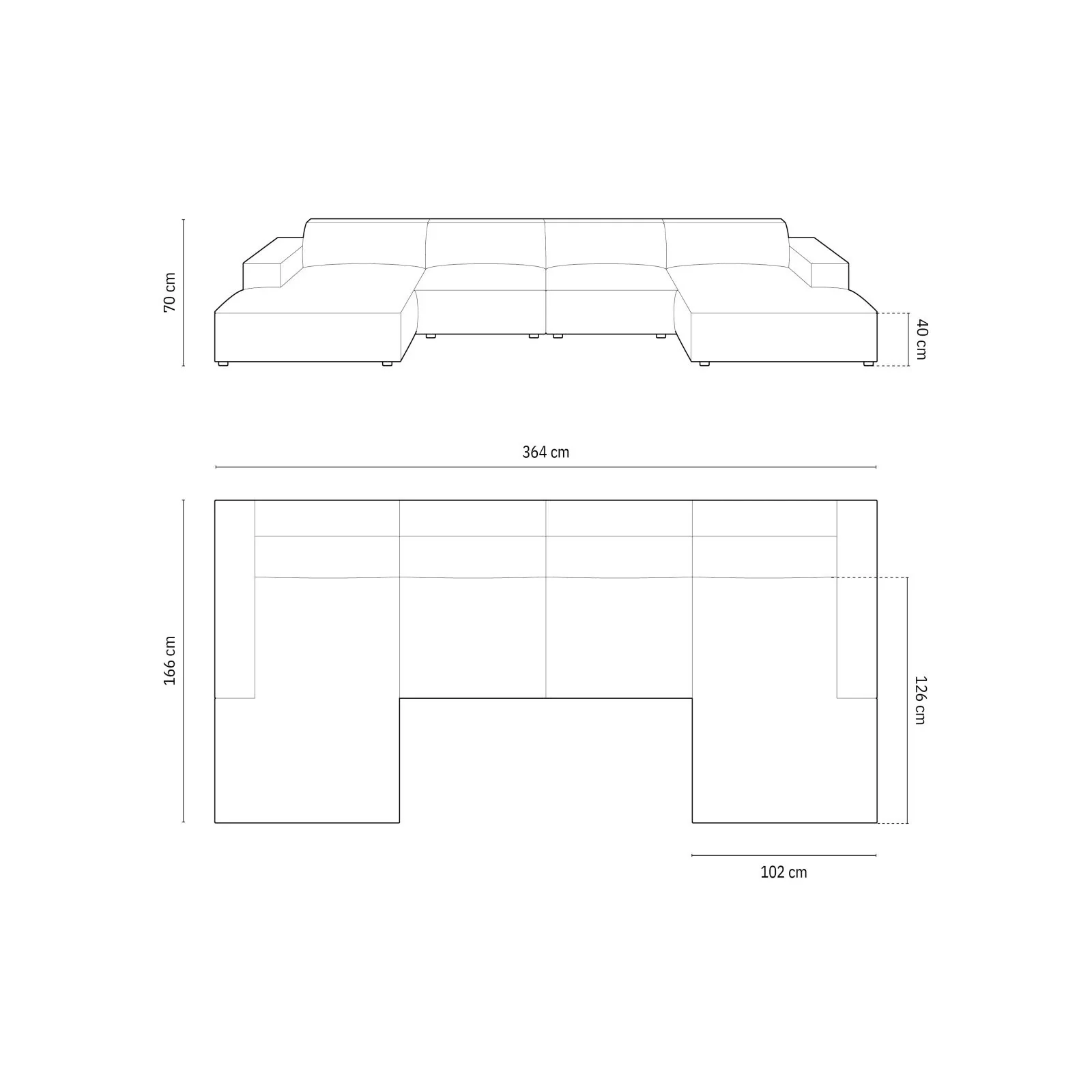 Jodie 6-Sitzer Panorama-Ecksofa symmetrisch, aus Samt oder Strukturstoff, 364x166 cm - Image 30