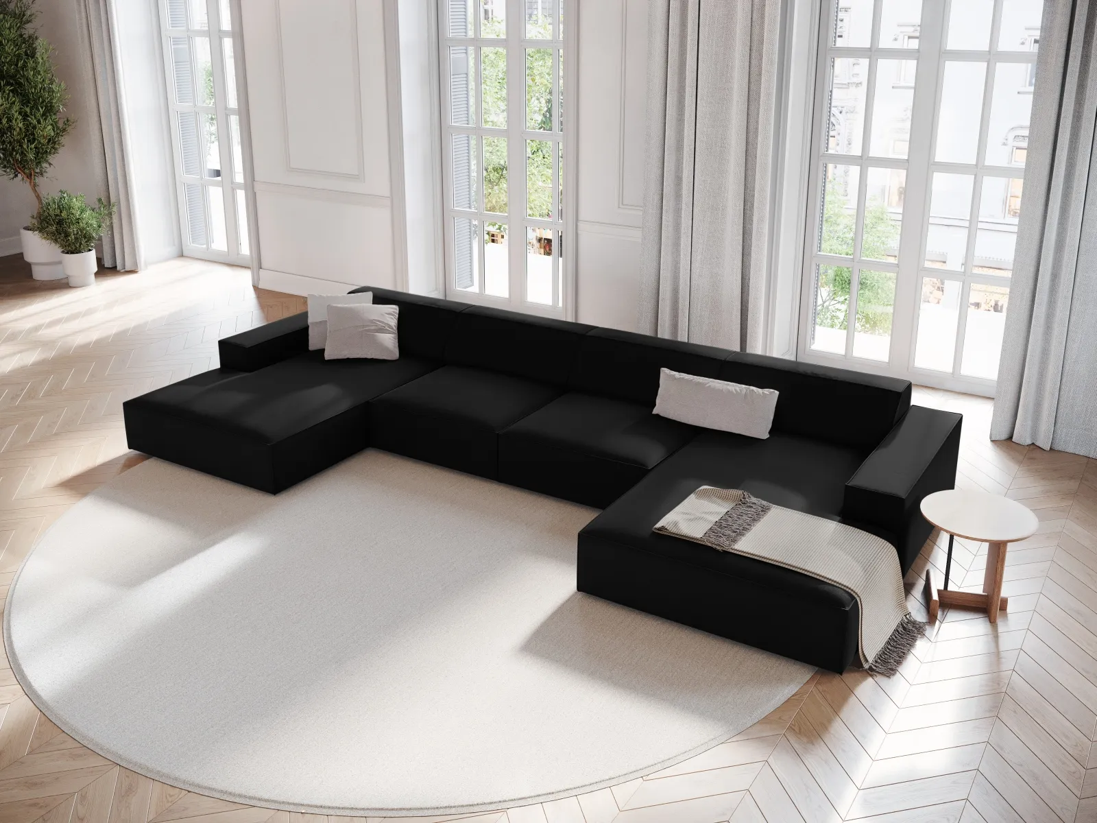 Jodie 6-Sitzer Panorama-Ecksofa symmetrisch, aus Samt oder Strukturstoff, 364x166 cm - Image 32