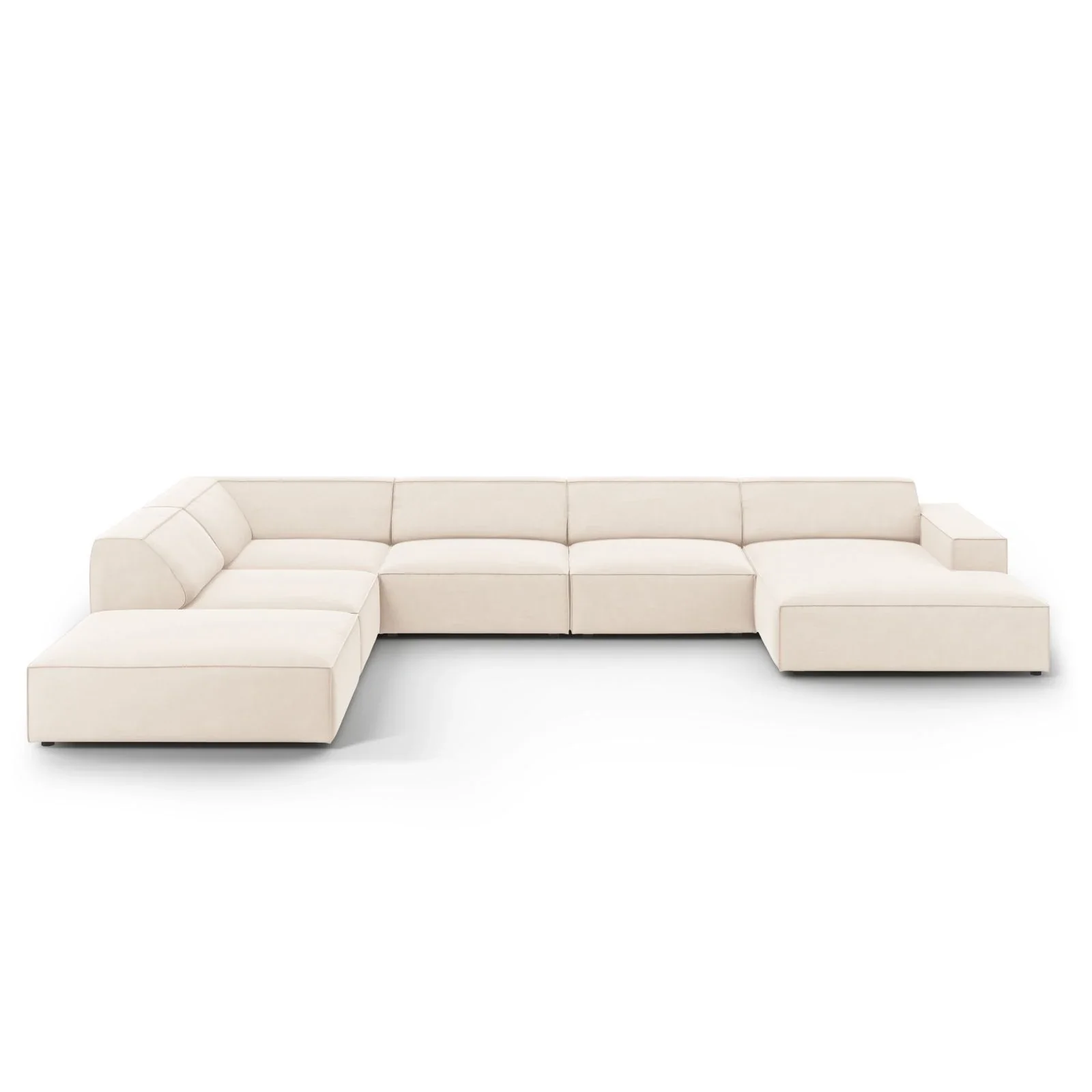 Jodie 7-Sitzer Panorama-Ecksofa, Linke Seite, aus Samt oder Strukturstoff, 364x262 cm