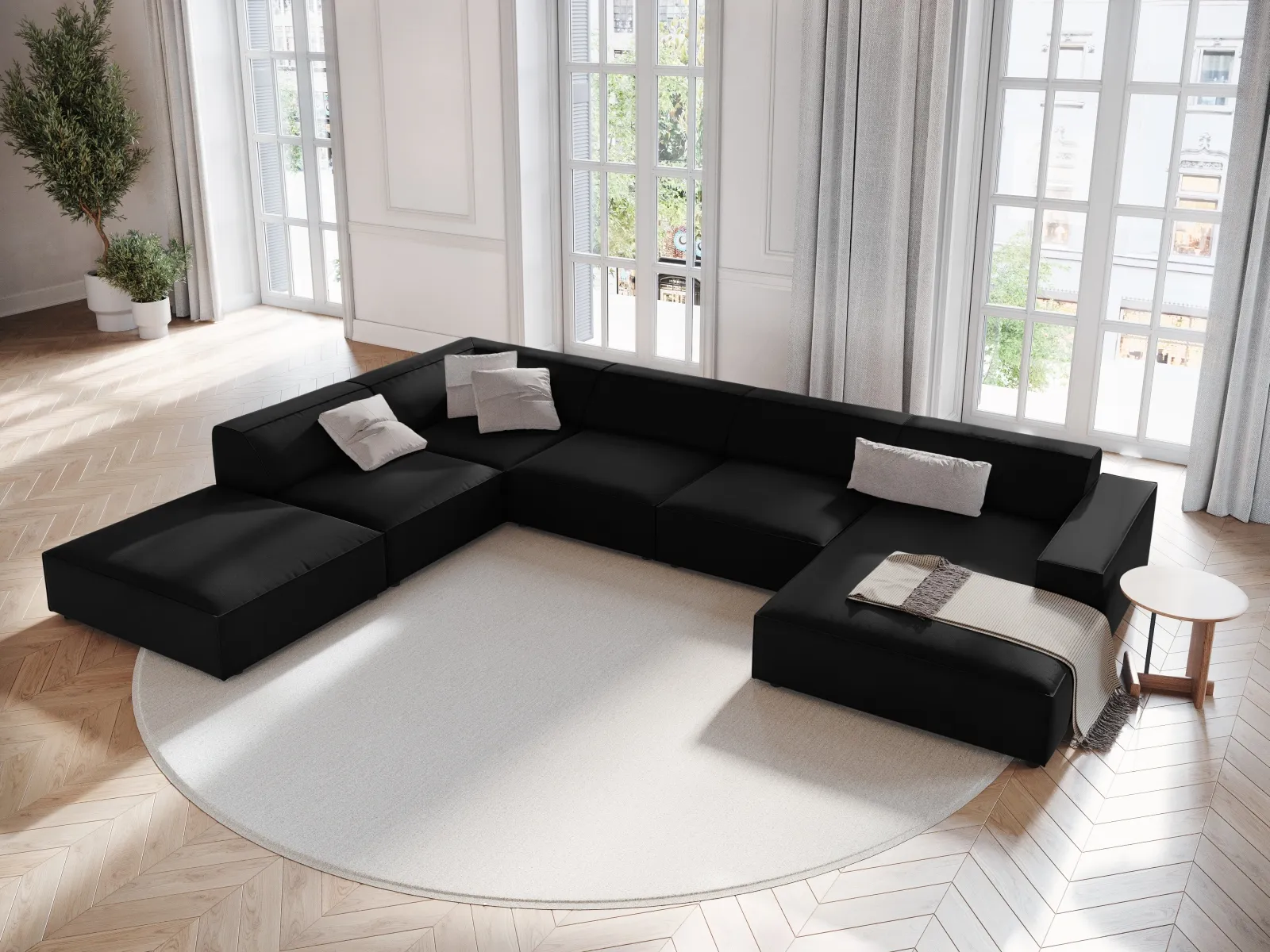 Jodie 7-Sitzer Panorama-Ecksofa, Linke Seite, aus Samt oder Strukturstoff, 364x262 cm - Image 32