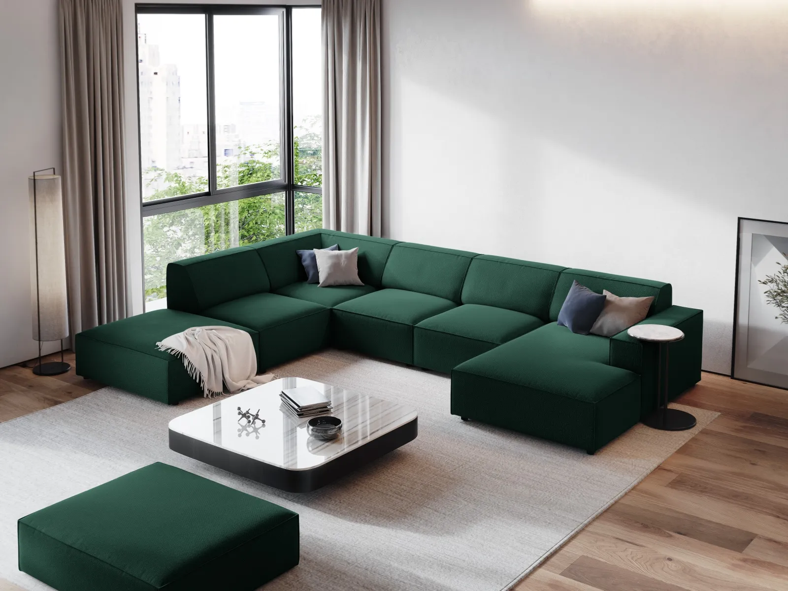 Jodie 7-Sitzer Panorama-Ecksofa, Linke Seite, aus Samt oder Strukturstoff, 364x262 cm - Image 55