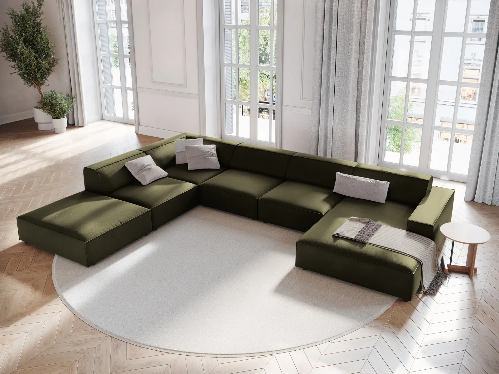 Jodie 7-Sitzer Panorama-Ecksofa, Linke Seite, aus Samt oder Strukturstoff, 364x262 cm - Image 7