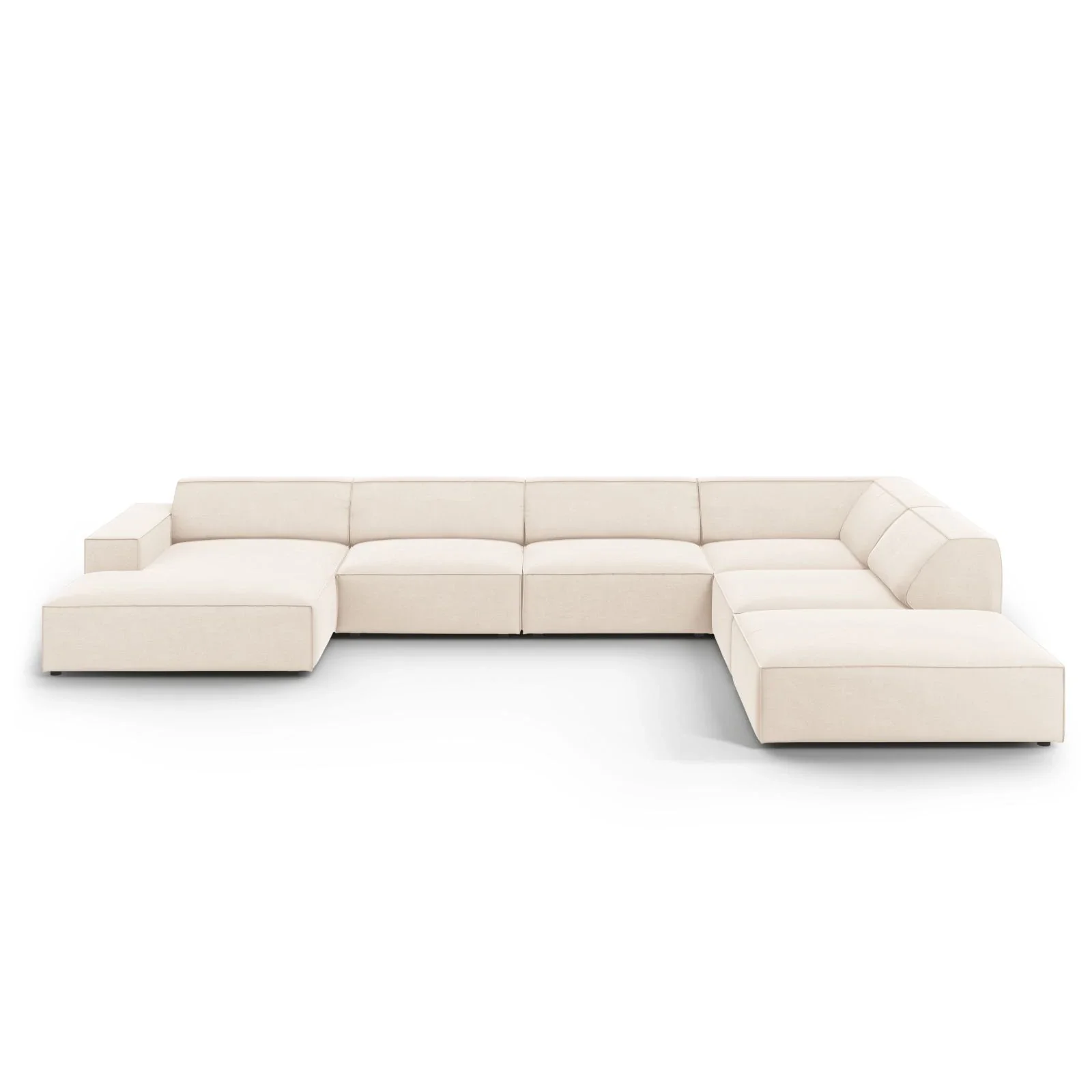 Jodie 7-Sitzer Panorama-Ecksofa, Rechte Seite, aus Samt oder Strukturstoff, 364x262 cm
