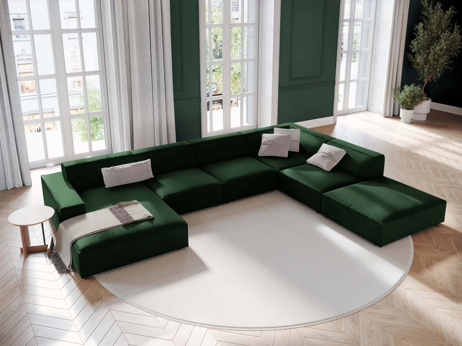 Jodie 7-Sitzer Panorama-Ecksofa, Rechte Seite, aus Samt oder Strukturstoff, 364x262 cm - Image 12
