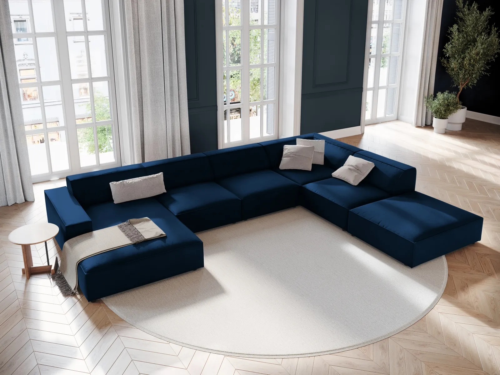 Jodie 7-Sitzer Panorama-Ecksofa, Rechte Seite, aus Samt oder Strukturstoff, 364x262 cm - Image 17