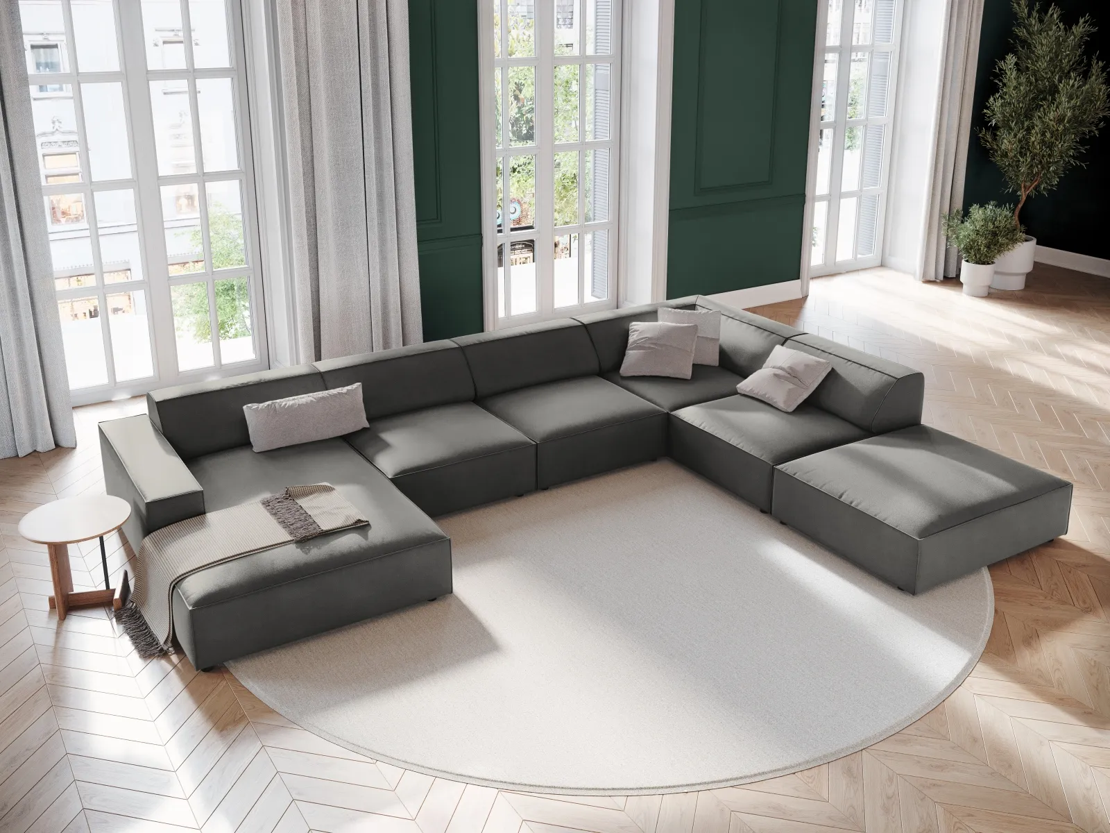 Jodie 7-Sitzer Panorama-Ecksofa, Rechte Seite, aus Samt oder Strukturstoff, 364x262 cm - Image 22