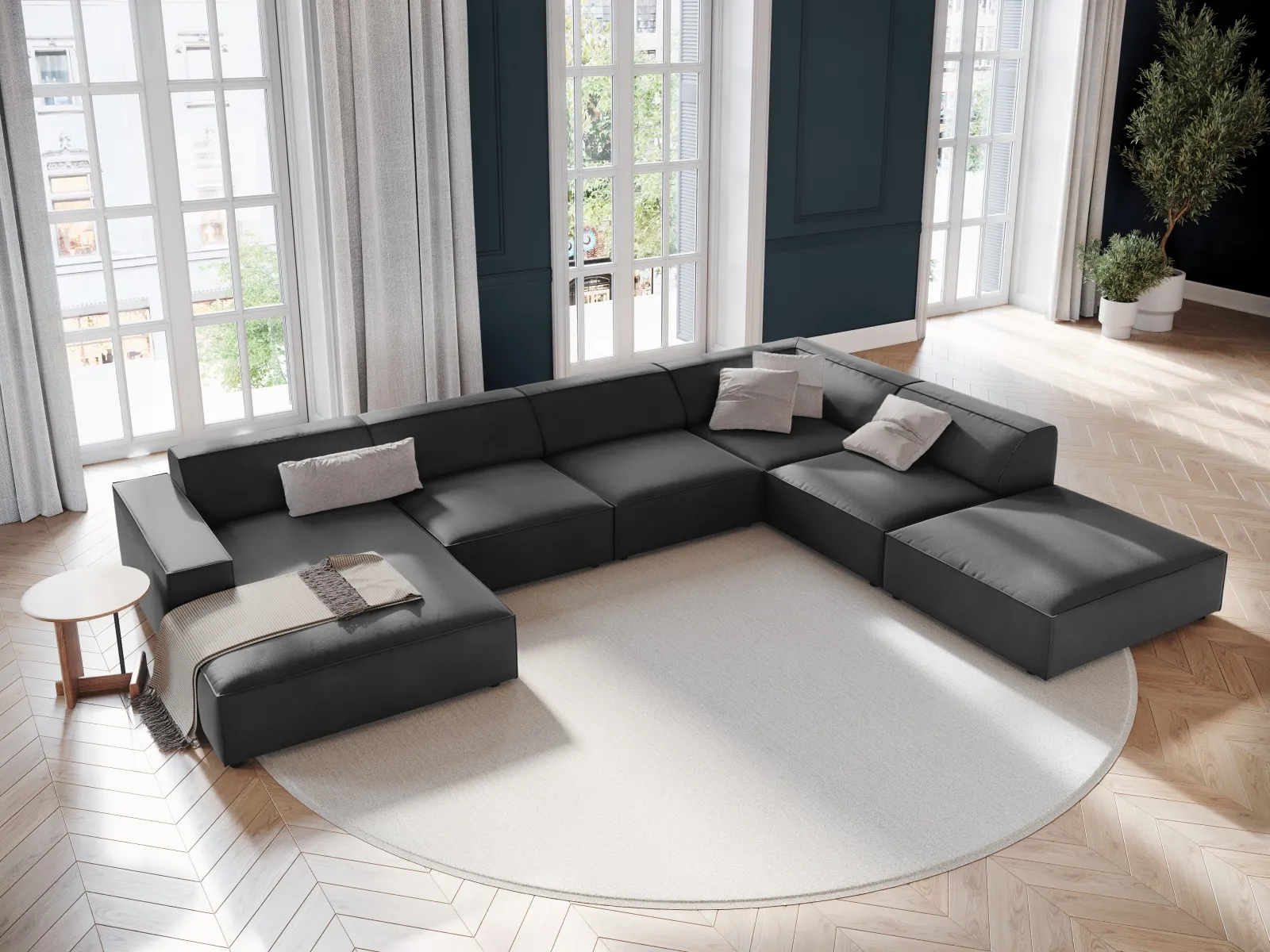 Jodie 7-Sitzer Panorama-Ecksofa, Rechte Seite, aus Samt oder Strukturstoff, 364x262 cm - Image 27