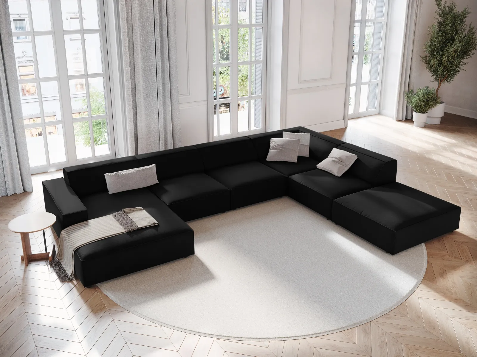 Jodie 7-Sitzer Panorama-Ecksofa, Rechte Seite, aus Samt oder Strukturstoff, 364x262 cm - Image 32