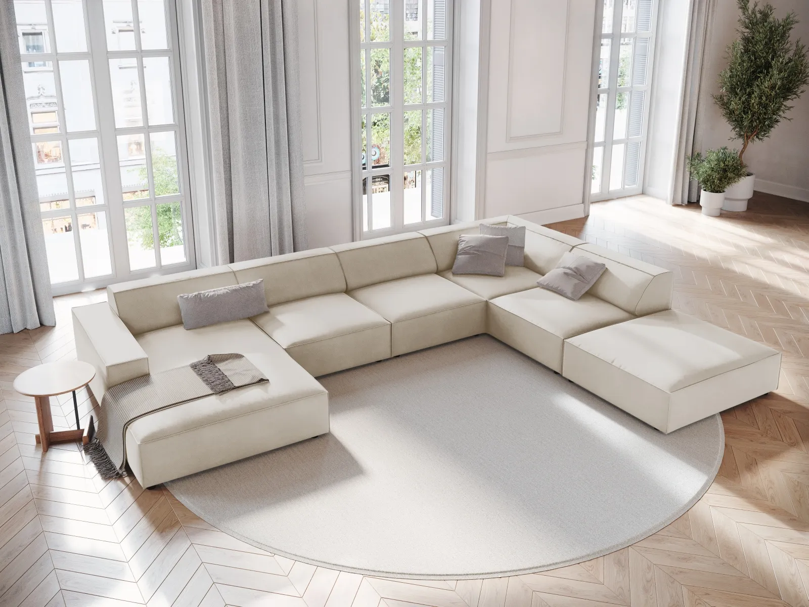 Jodie 7-Sitzer Panorama-Ecksofa, Rechte Seite, aus Samt oder Strukturstoff, 364x262 cm - Image 37